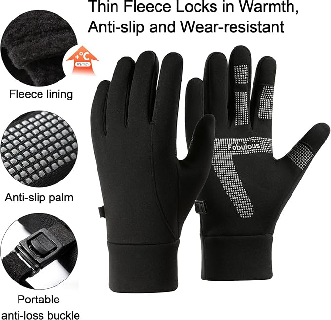 Guantes de invierno para hombre, táctiles y resistentes al viento miniatura 4