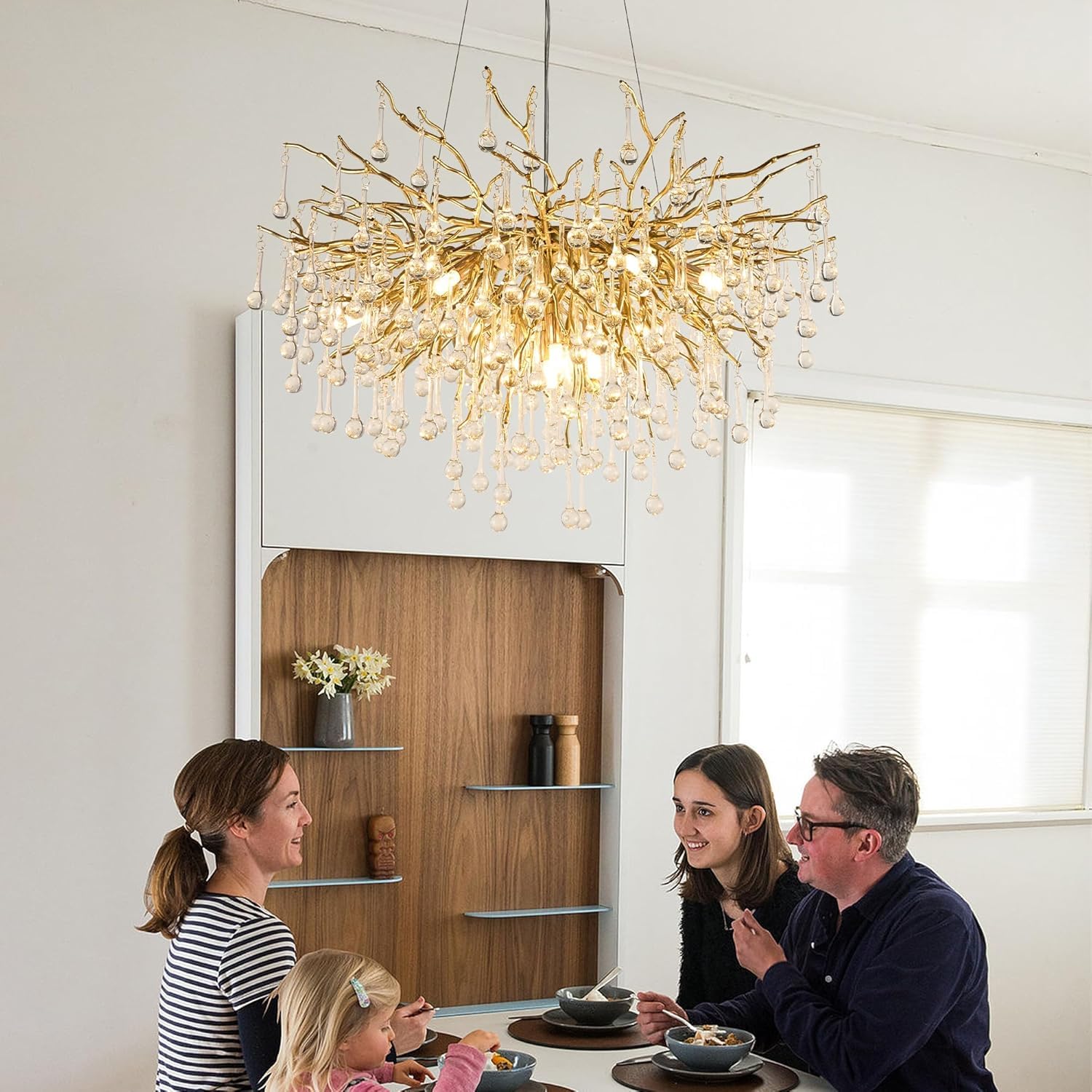 crystal chandelier for dining room 10-light raindrop chandelier contemporary champagn gold pendant light fixture for kitchen island bar