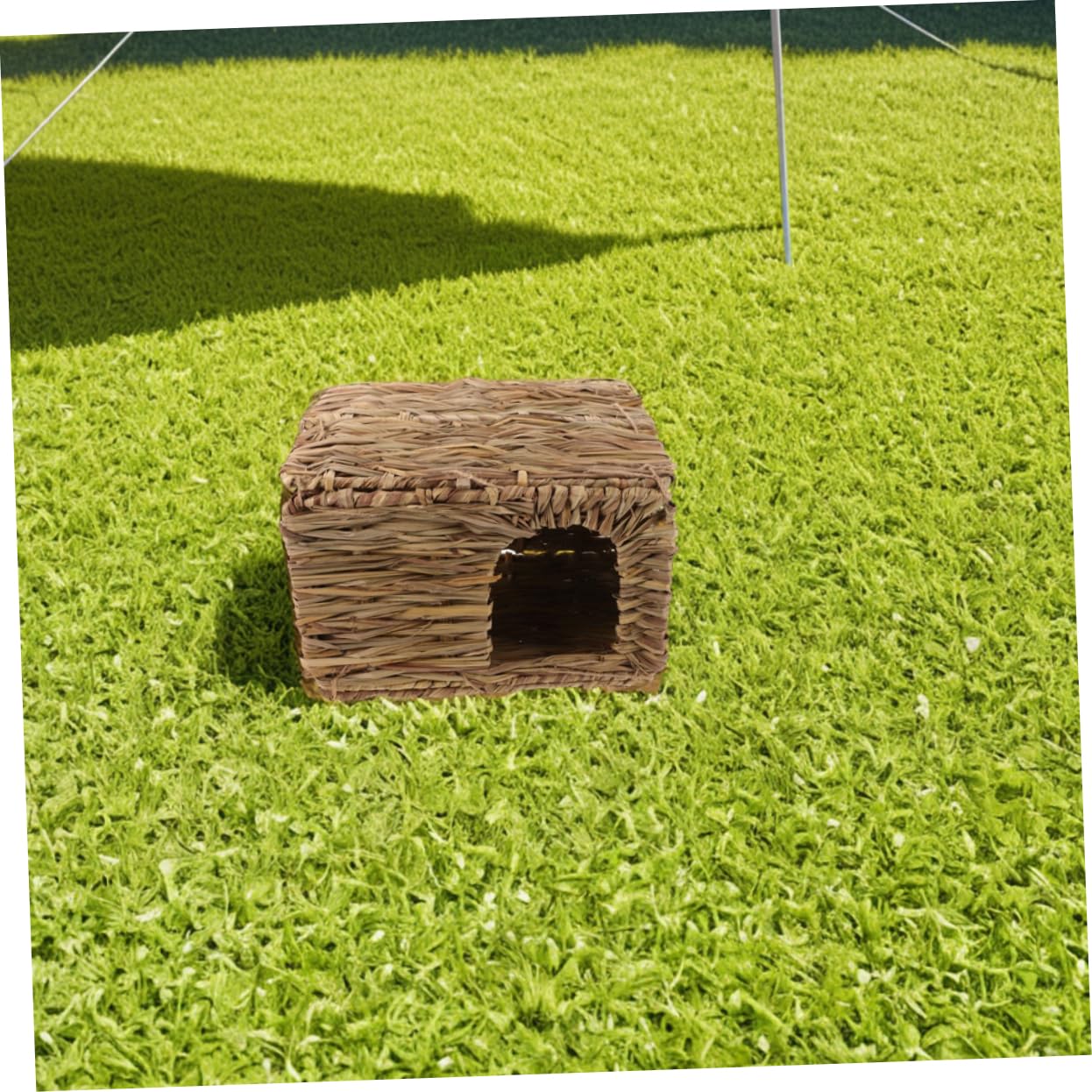 Hemobllo Casa per Conigli in Paglia Intrecciata, Rifugio Pieghevole per Piccoli Animali, 2 Pezzi, Interno ed Esterno, per Riposo Confortevole