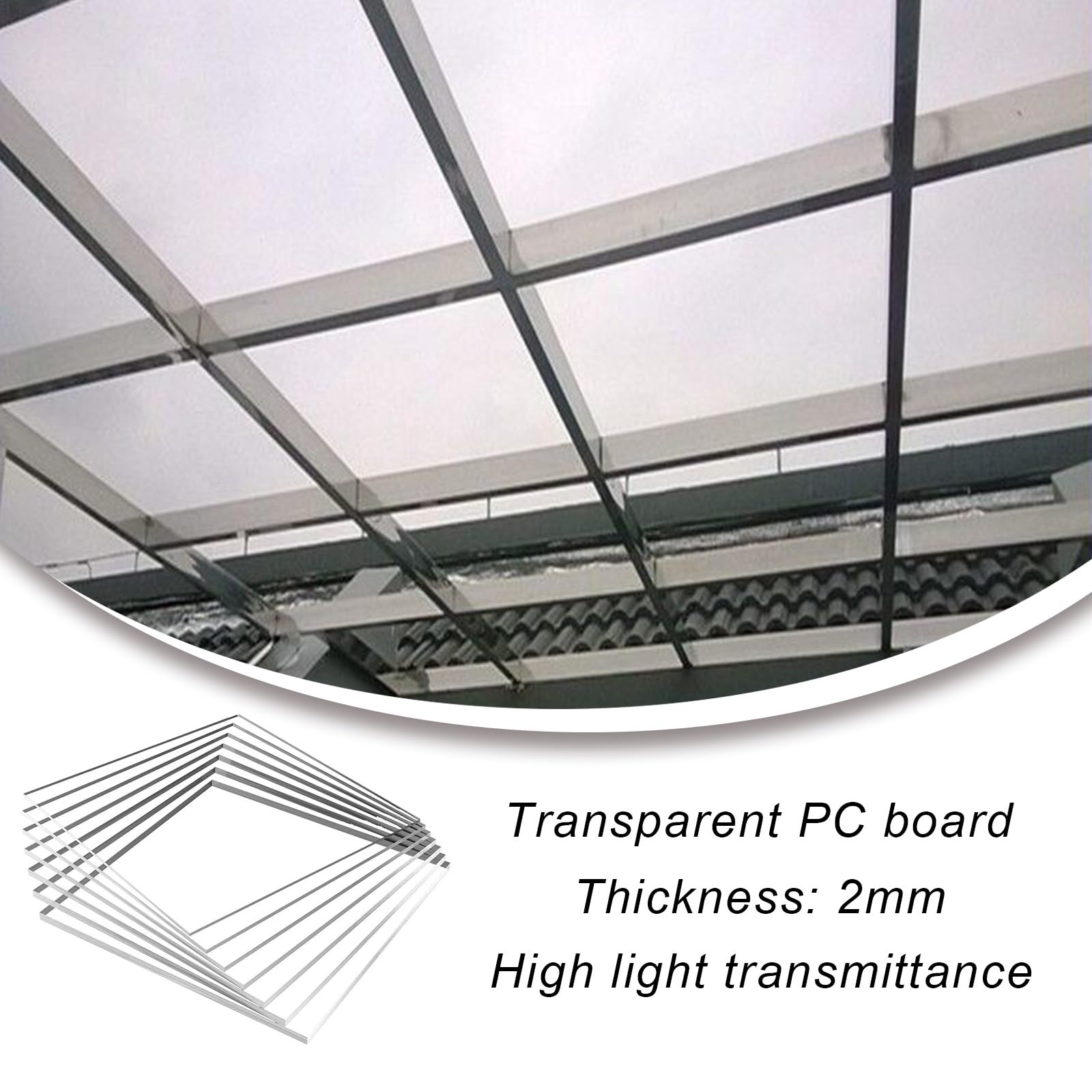 Lámina de policarbonato Transparente para techos,Paneles Techo Invernadero Transparentes 2 mm de Espesor,Paneles policarbonato Resistentes para invernaderos de Patio