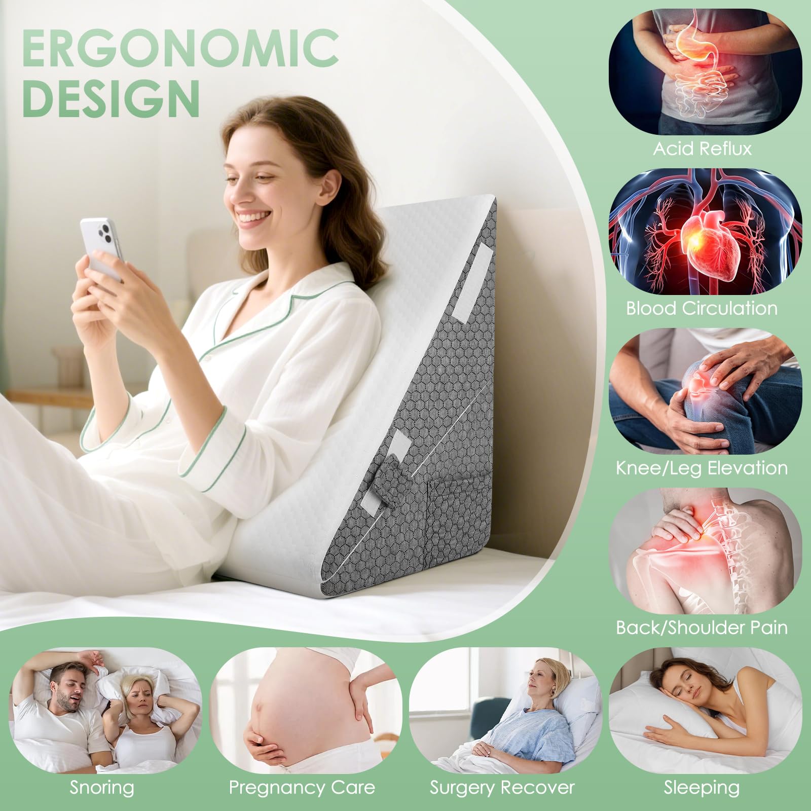 Cuscino a cuneo ultra confortevole con topper, perfetto per apnea notturna, gerd, reflusso acido e post intervento chirurgico, cuscino a cuneo in schiuma per alleviare il dolore alla schiena, cuscino Cuscino a cuneo ultra confortevole con topper, perfetto per apnea notturna, gerd, reflusso acido e post intervento chirurgico, cuscino a cuneo in schiuma per alleviare il dolore alla schiena, cuscino