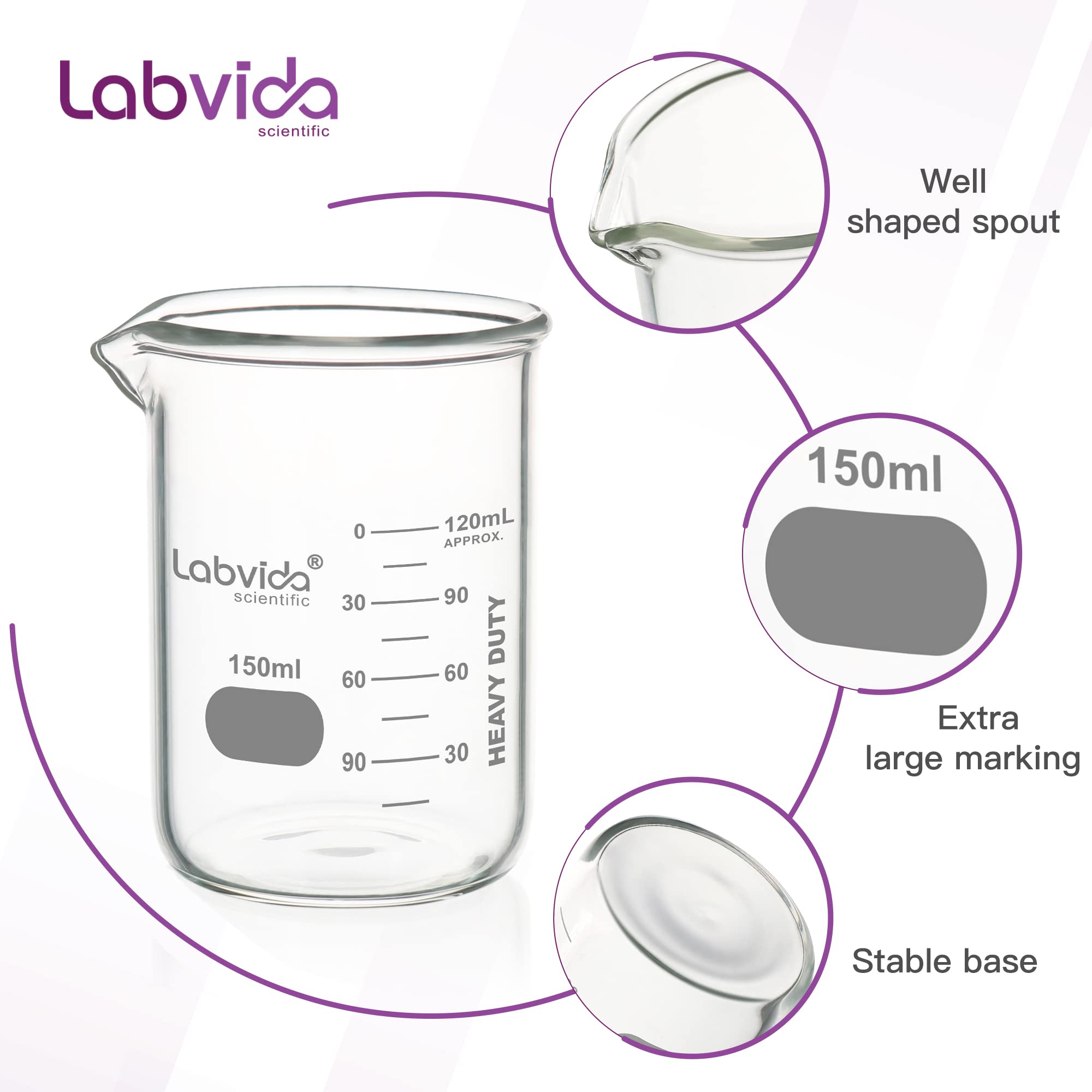 LVAC001 - Juego de 6 vasos de vidrio resistentes de 150 ml de