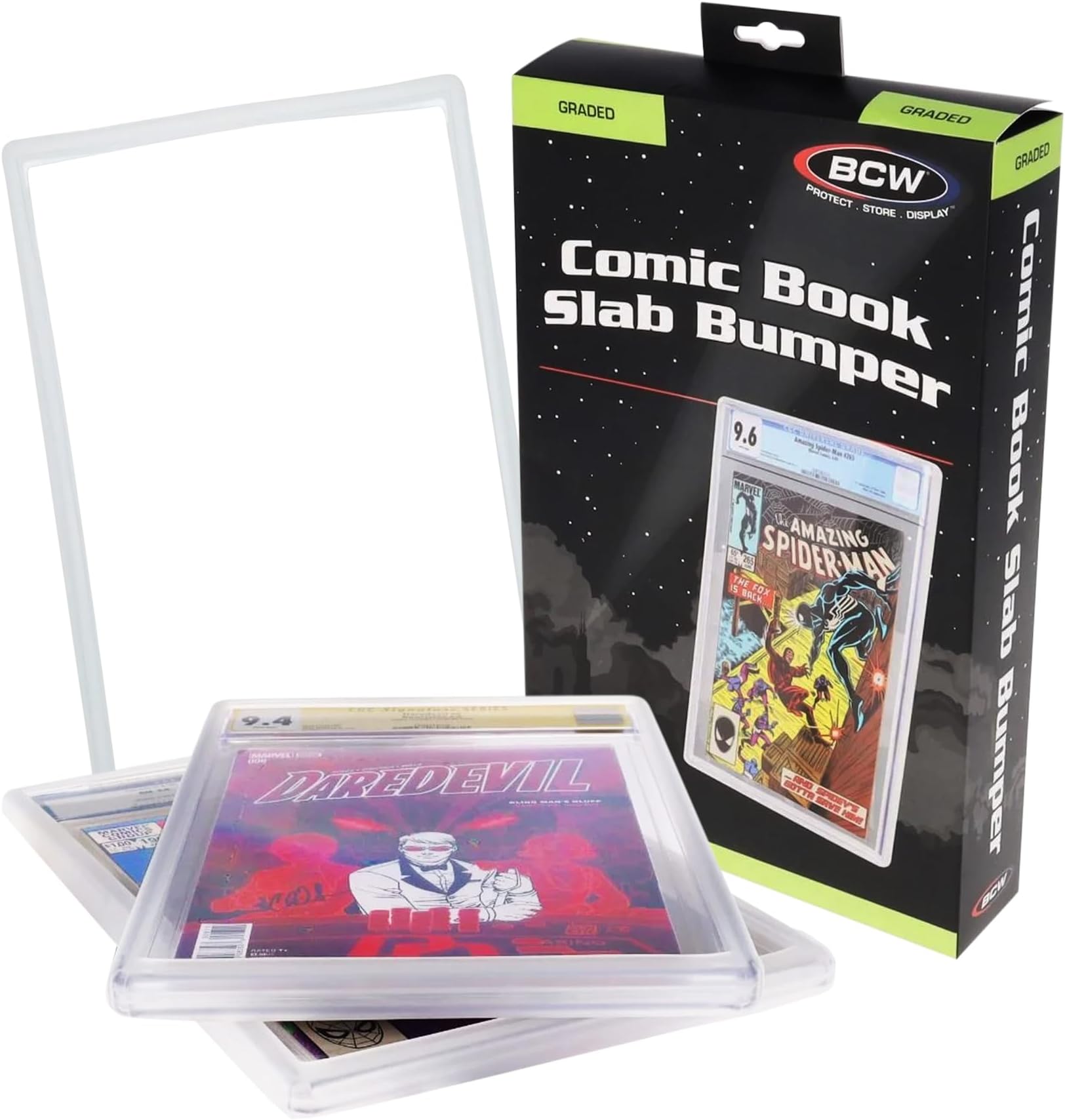 Graded Comic Slab Bumpers | Translucent Comic Book Protectors | Fits Modern CGC Slabs | Durable TPE Comic Book Case | Anti-Scuff, Impact Guard for Comic Book Display | 3 Bumpers Per Pack