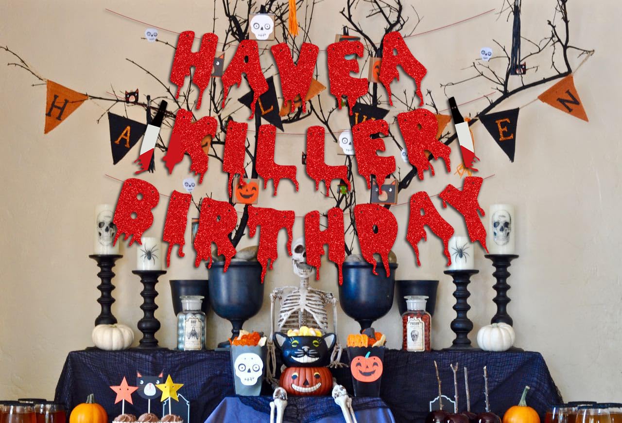 Banderole Anniversaire 'Have A Killer' - Déco Halloween, Thème Horreur - Couteaux Sanglants, 3 Mètres - 10