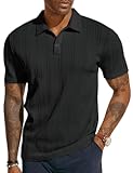 Mens Textured Knit Polo Shirts Regular Fit Stretchy Golf Shirts