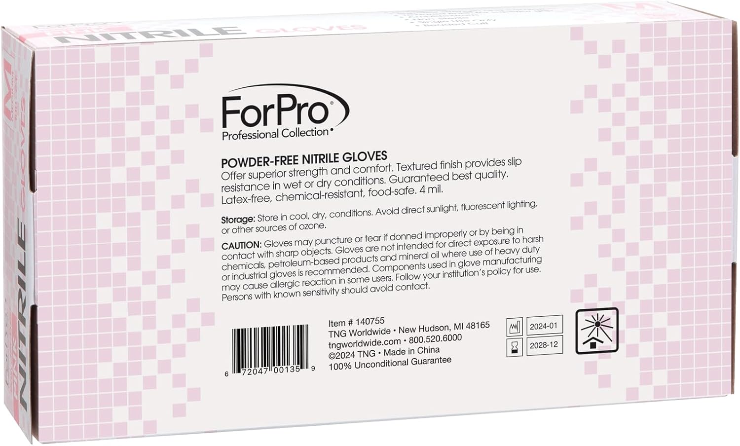 ForPro Disposable Nitrile Gloves, Chemical Resistant, Powder-Free, Latex-Free, Non-Sterile, Food Safe, 4 Mil