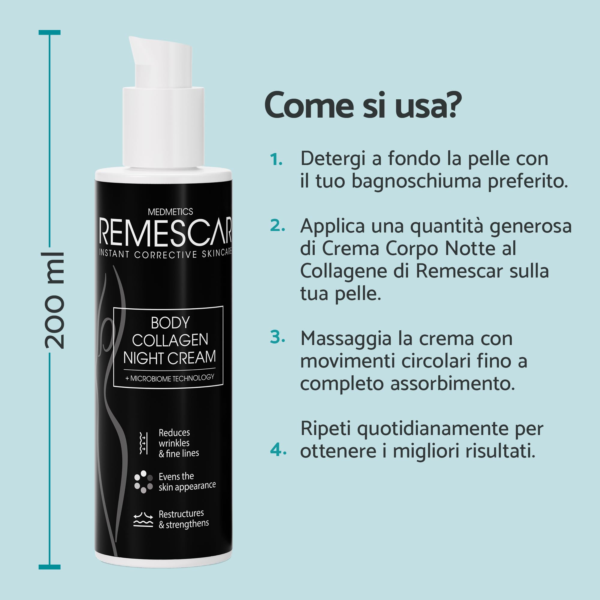 Remescar Crema Giorno Collagene + Notte Rigenerante – Duo Idratante Quotidiano – Migliora Elasticità, Tonicità, Morbidezza Cutanea – Tecnologia Microbioma – 2 x 200 ml