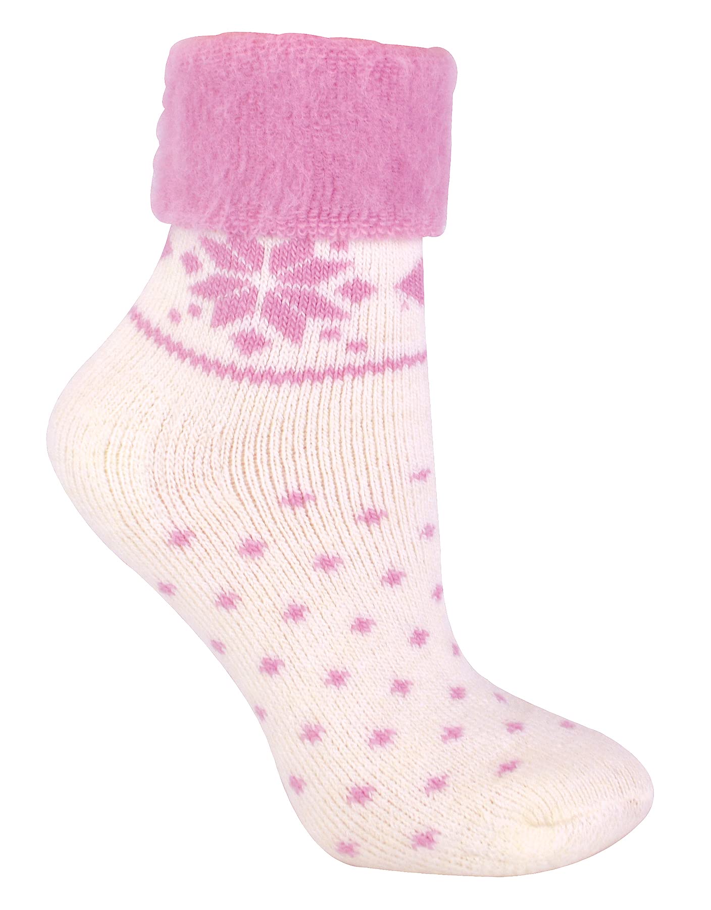 Sock Snob Women's Cream Wool Bed Socks With Fairisle Design Thermal Lounge Socks For Winter | Used For Boots, Sleep, Outdoors Or As A Gift | Xmas Christmas Designs (4-8, )
