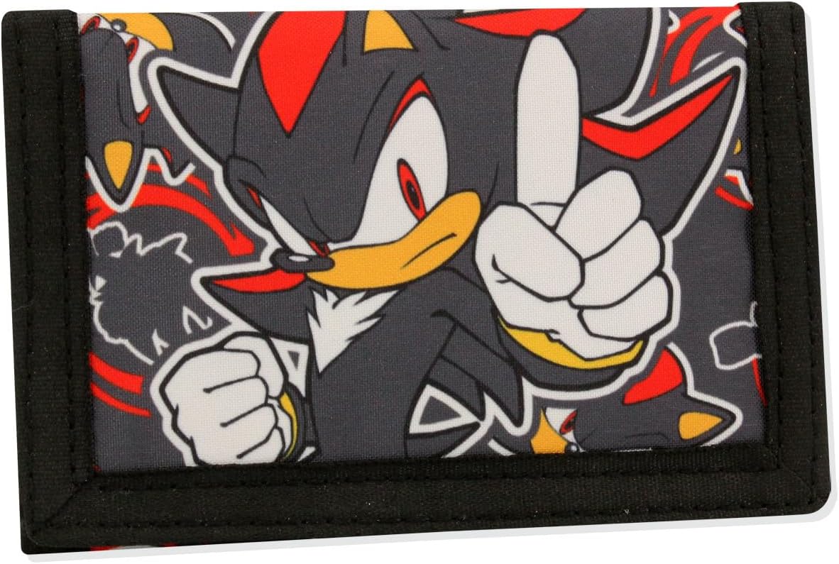 Sonic The Hedgehog Kids Wallet with Shadow - Trifold Character Print with Card Holder and Zipper – Cool Boys Coin Purse Accessory Gift for Fans