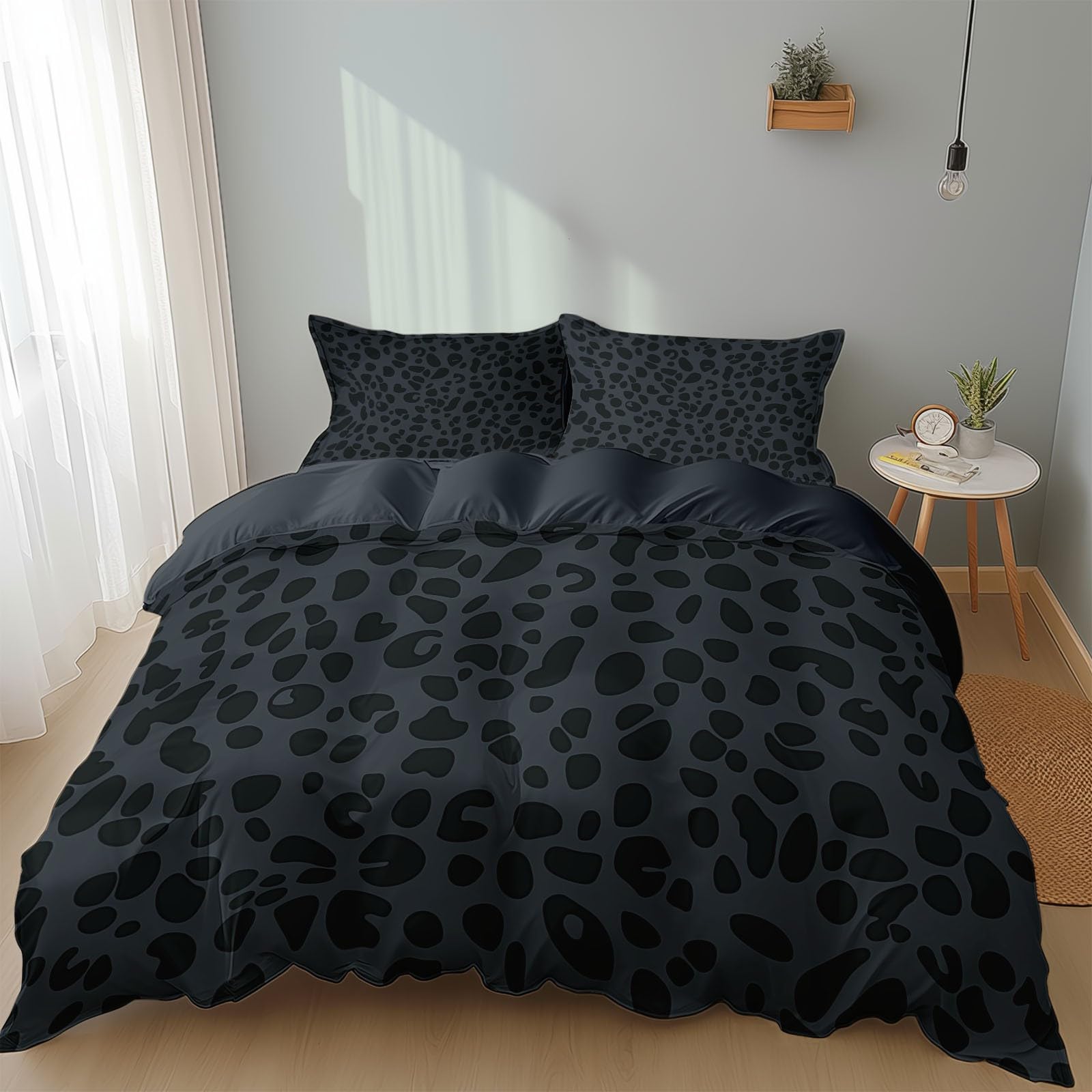 Housse de couette 2 personnes imprimée en microfibre douce et résistante 240x220