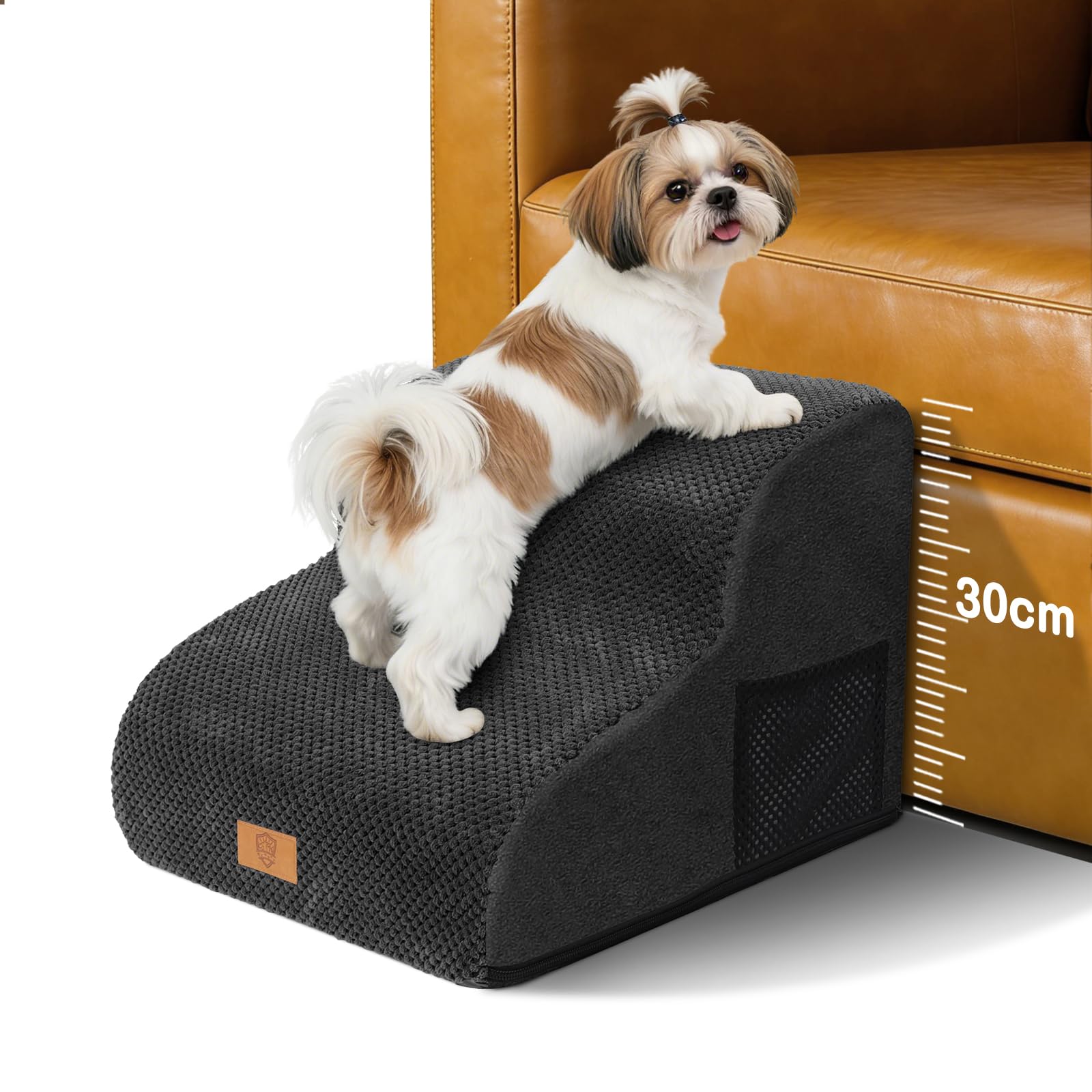 Zvonema Escaleras para Perros de 2 Peldaños, Escalera para Mascotas de Esponja, Rampa para Perros de Esponja para Sofá Cama, Superficie Antideslizante, Lavable, Desmontable