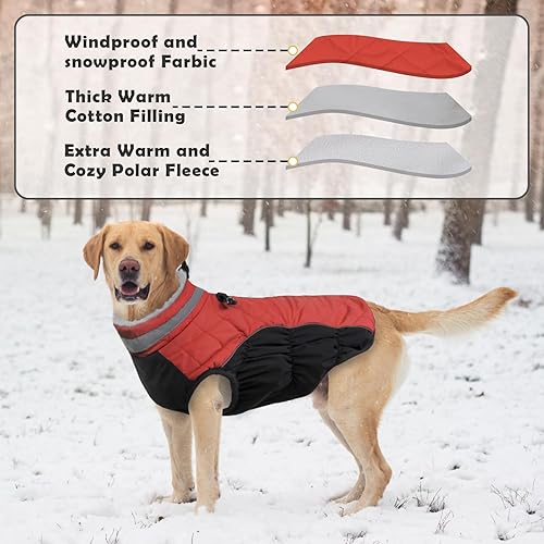 Miniatura 5 de WOYYHO Abrigo para perro pequeño, chaqueta de invierno para perro, abrigos cálidos para perros, arnés integrado resistente al viento, cuello alto,