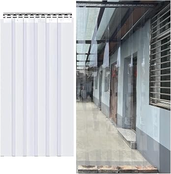 Plastic Vinyl Strip Curtain PVC Strip Door Curtain Kit Clear Waterproof Commercial Vinyl Door Strips for Warehouse Doors, Walk-in Freezers4.92x6.56ft/1.5x2m