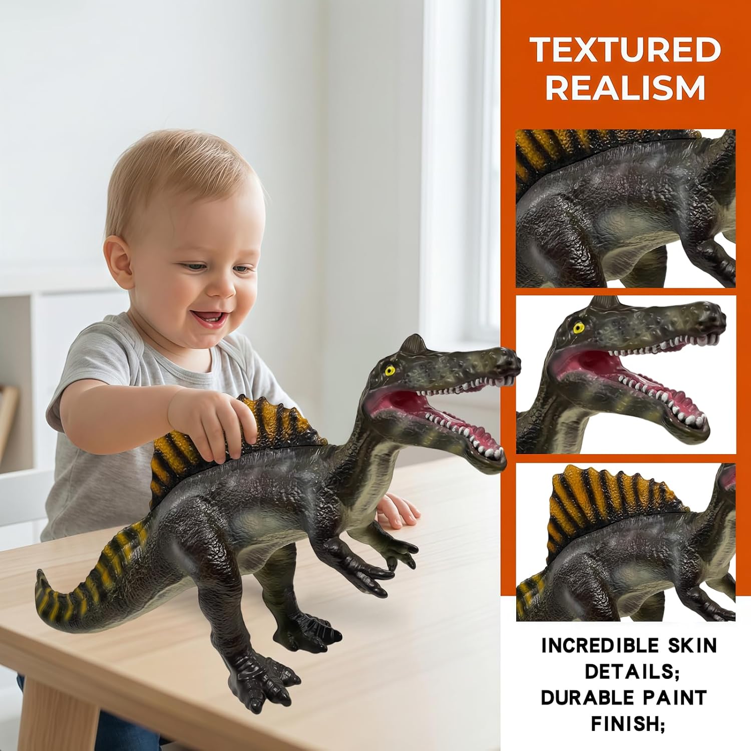 Large Dinosaur Toys- 27.5" Spinosaurus Soft Dinosaur Toys for Kids 3-5, Big Inflatable Dino for Boys Girls, Toddler Party Favors Birthday Gifts - Image 4