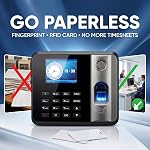 Fingerprint Time Clock for Employees, Time Clock Machine with Keypad, Automatic Hours Calculator, USB Export, Standalone No WiFi