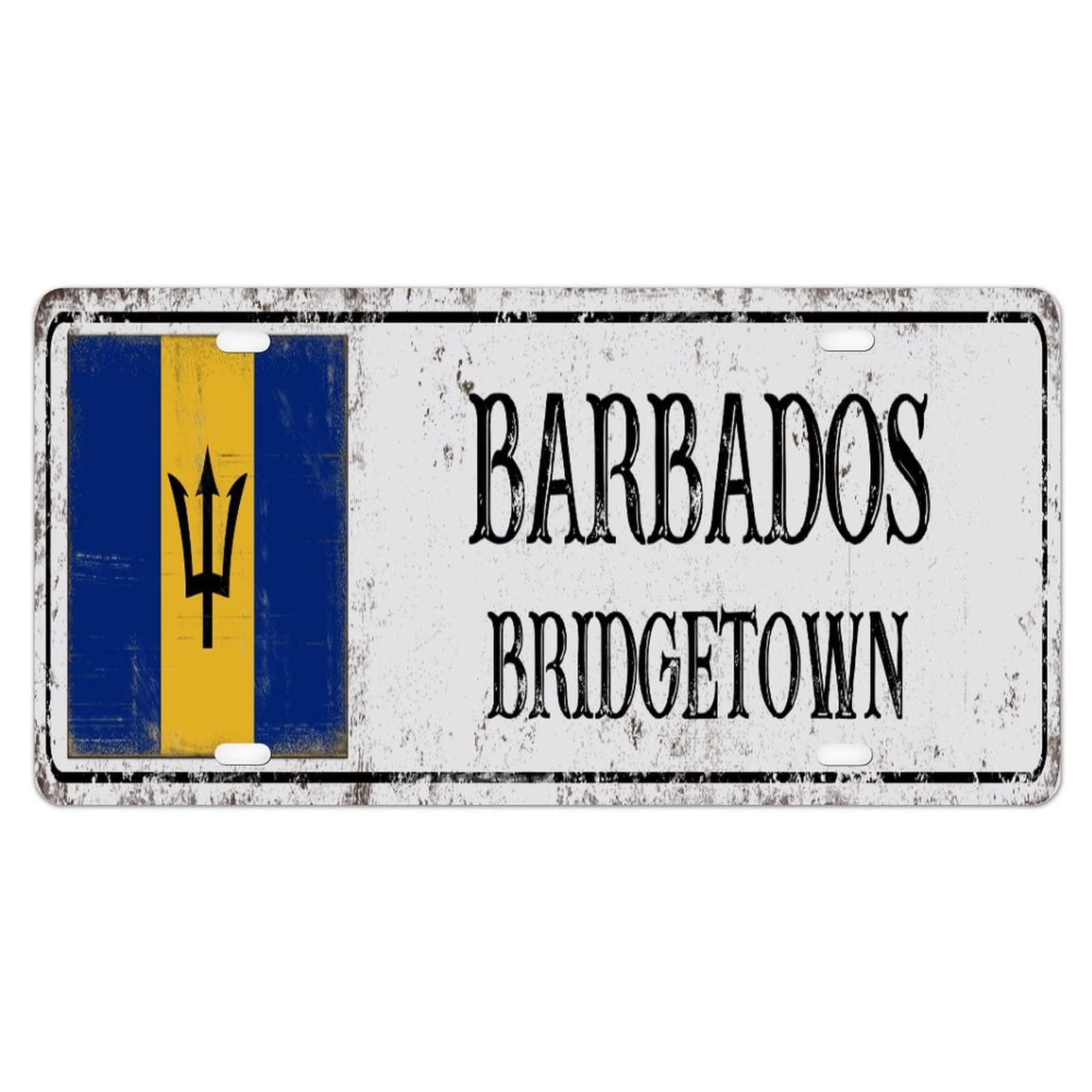 Yelacesing Men's Metalpostera7353 Barbados Flag License Plates National Flag Bridgetown City Car Decorative Front License Plate City Souvenir Retro Vintage License Plate Car Vehicle Auto Gift To Friend 8×12 Inch