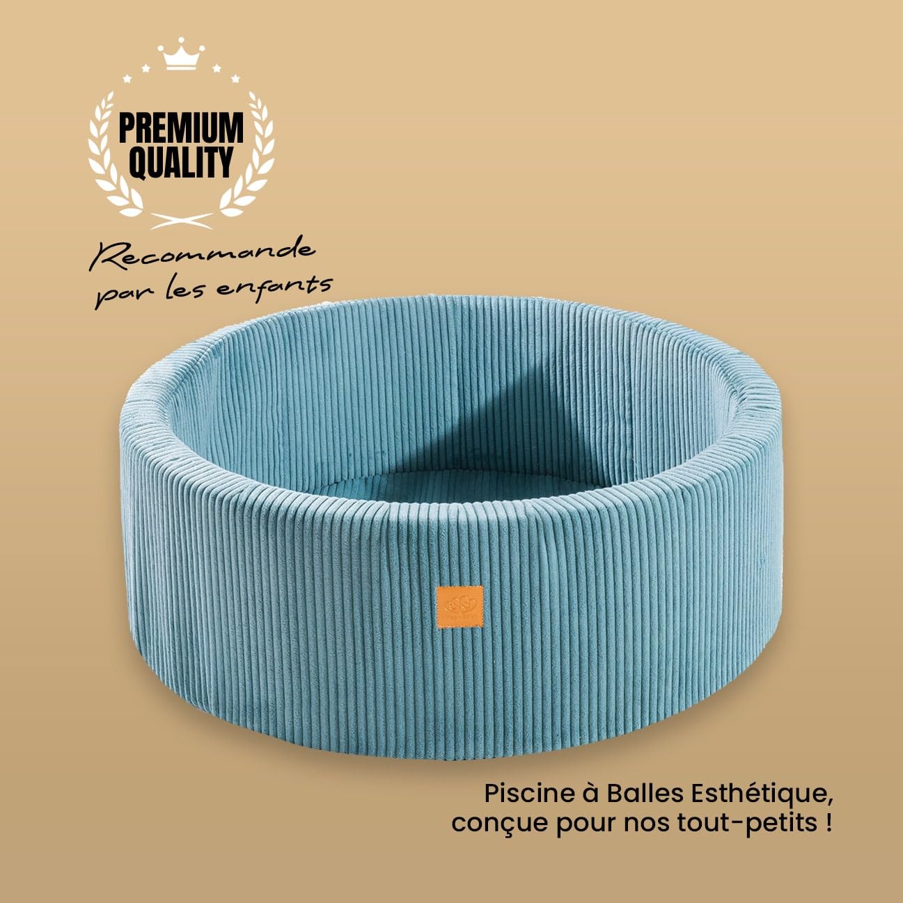 MEOWBABY Piscine À Balles pour Bébé - Rond 90x30cm Piscine a Balle pour Enfant avec 200 Balle, Côtelé, Marron: Beige/Blanc Perle/Platine