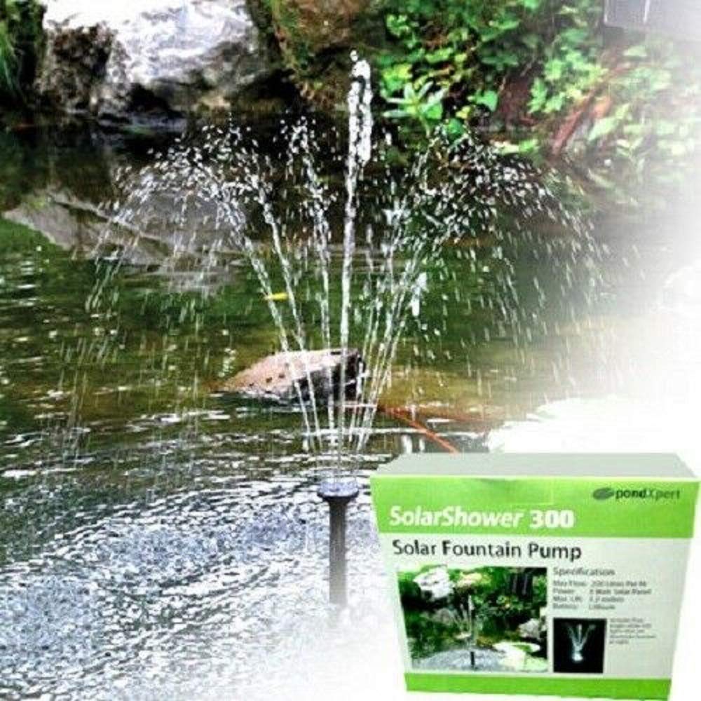 Pondxpert Black Solarshower 250 Solar Pond Pump With Battery And Led Lights.new Lithium Battery. Attractive Solar Fountain.