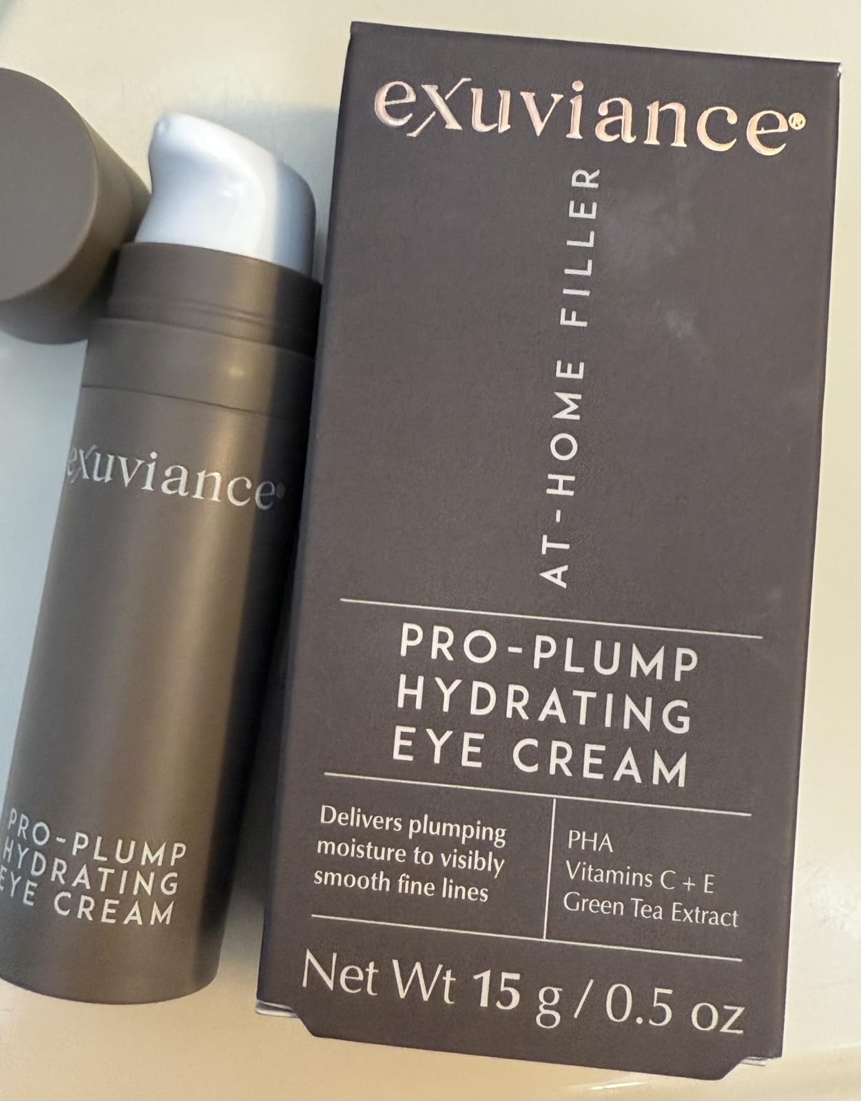 EXUVIANCE Pro-Plump Hydrating Eye Cream, Plumping and Firming Anti Aging Eye Cream, for Crows Feet and Wrinkles, with Hyaluronic Acid and PHA, 0.5 oz