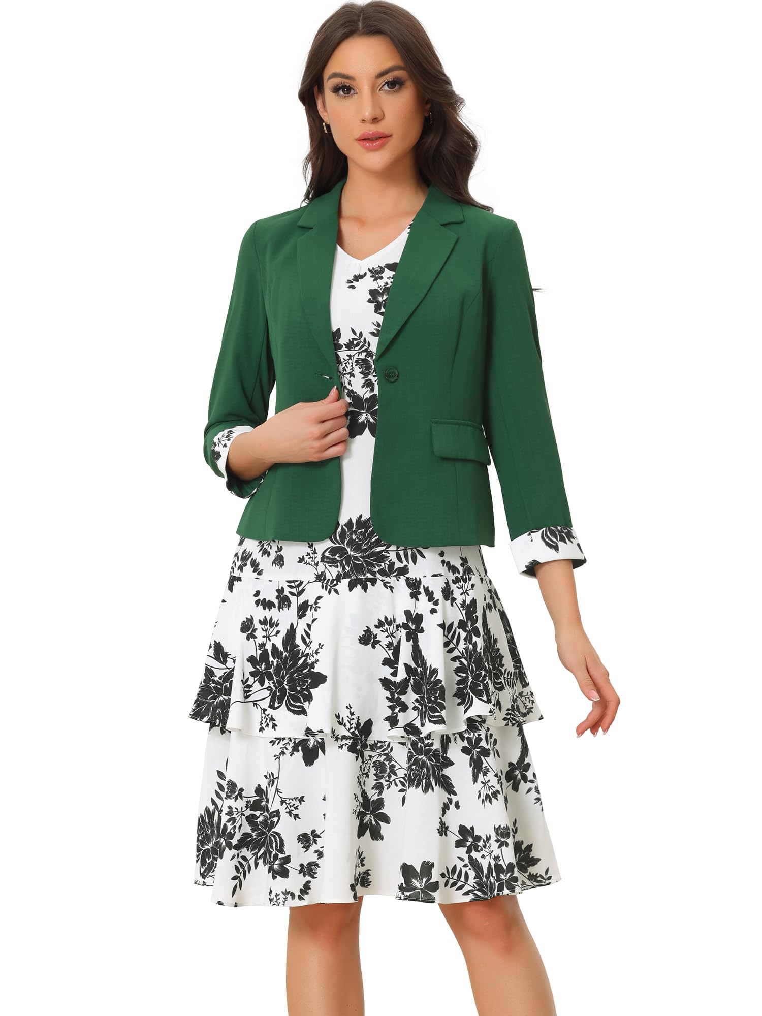 Allegra K Women's Suits 2 Piece Dress Set Business Casual Suit Dresses