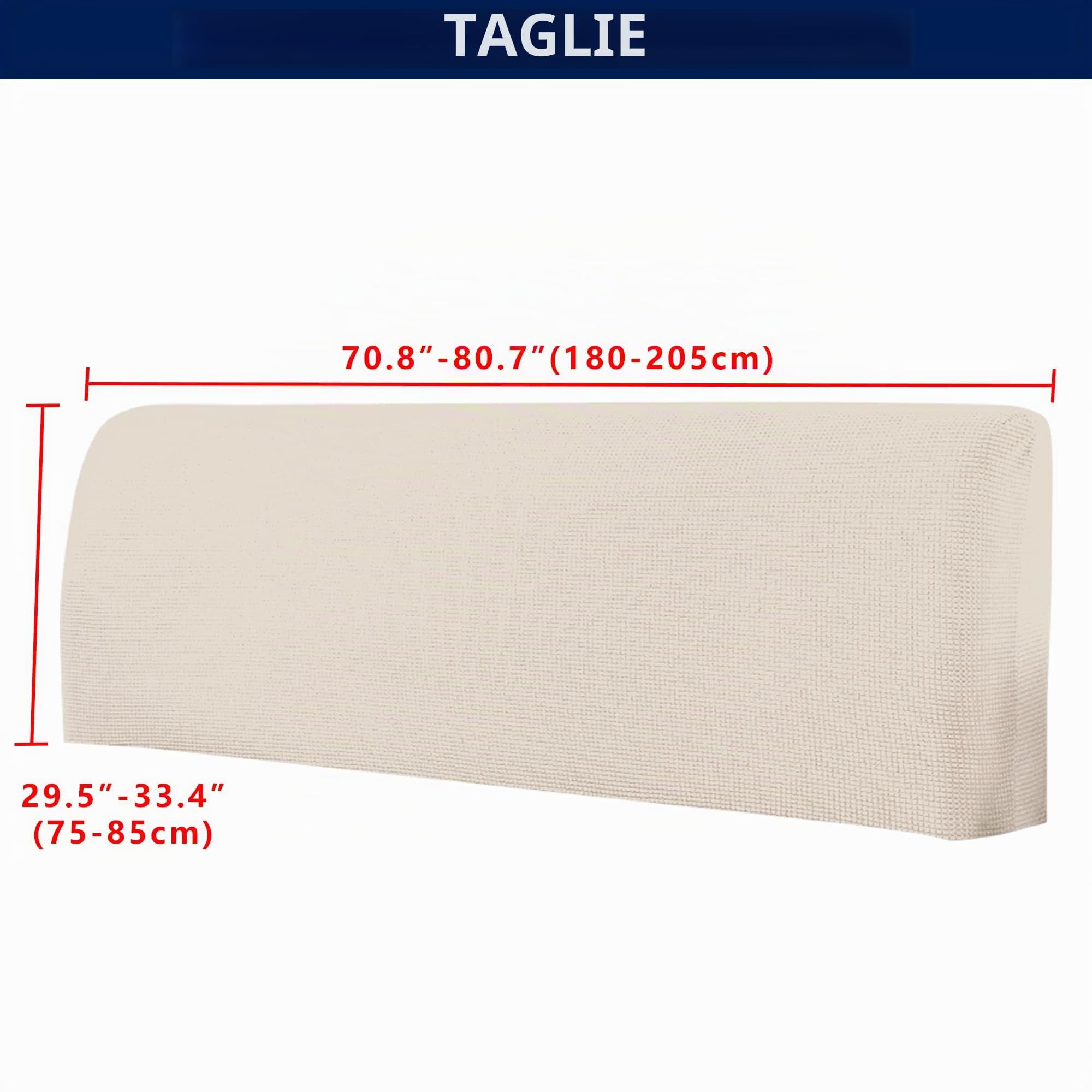 TIANSHU Copertura per Testiera per Letto, Copritestata del letto elasticizzato antipolvere per l'arredamento della camera da letto Lavabile (lunghezza 180 cm-205 cm,Beige)