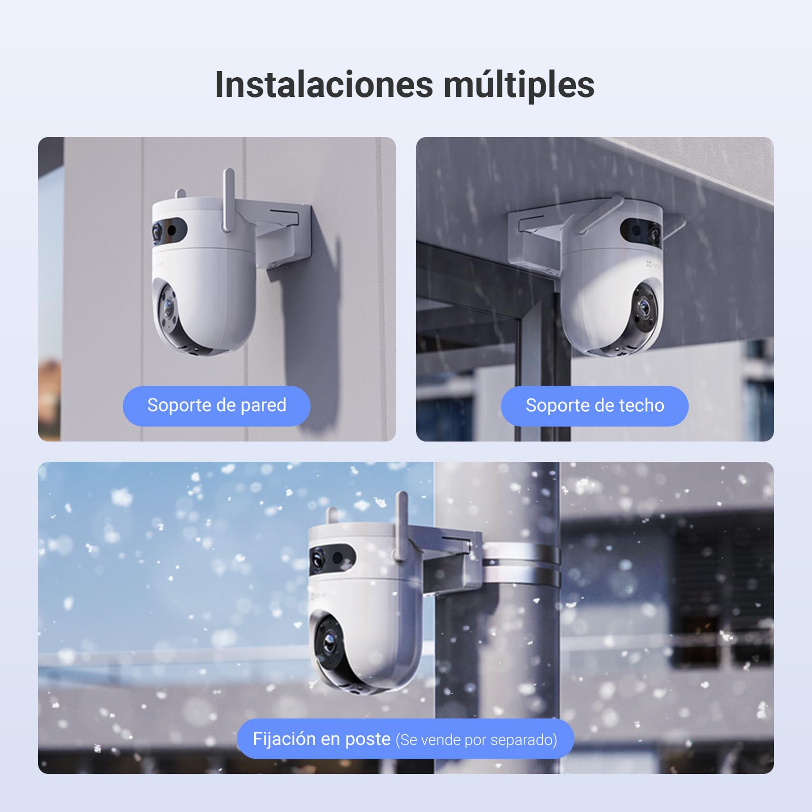 EZVIZ H9c 4G/WiFi Cámara de Vigilancia Exterior, 3K + 3K, Doble Lente, Detección IA Humano/Vehículo, Seguimiento Automático, Visión Nocturna en Color 40m, Ideal Fincas y Obras