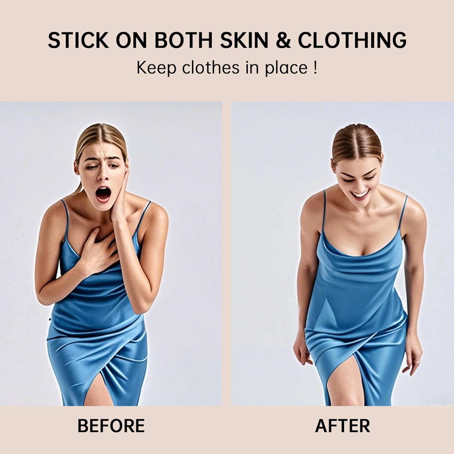 Double-Sided Sticky Nipple Covers - 3 Pairs Adhesive Silicone Nipple Pasties, Reusable Breast Petals for Backless Strapless Dress Tops Crème - Image 2