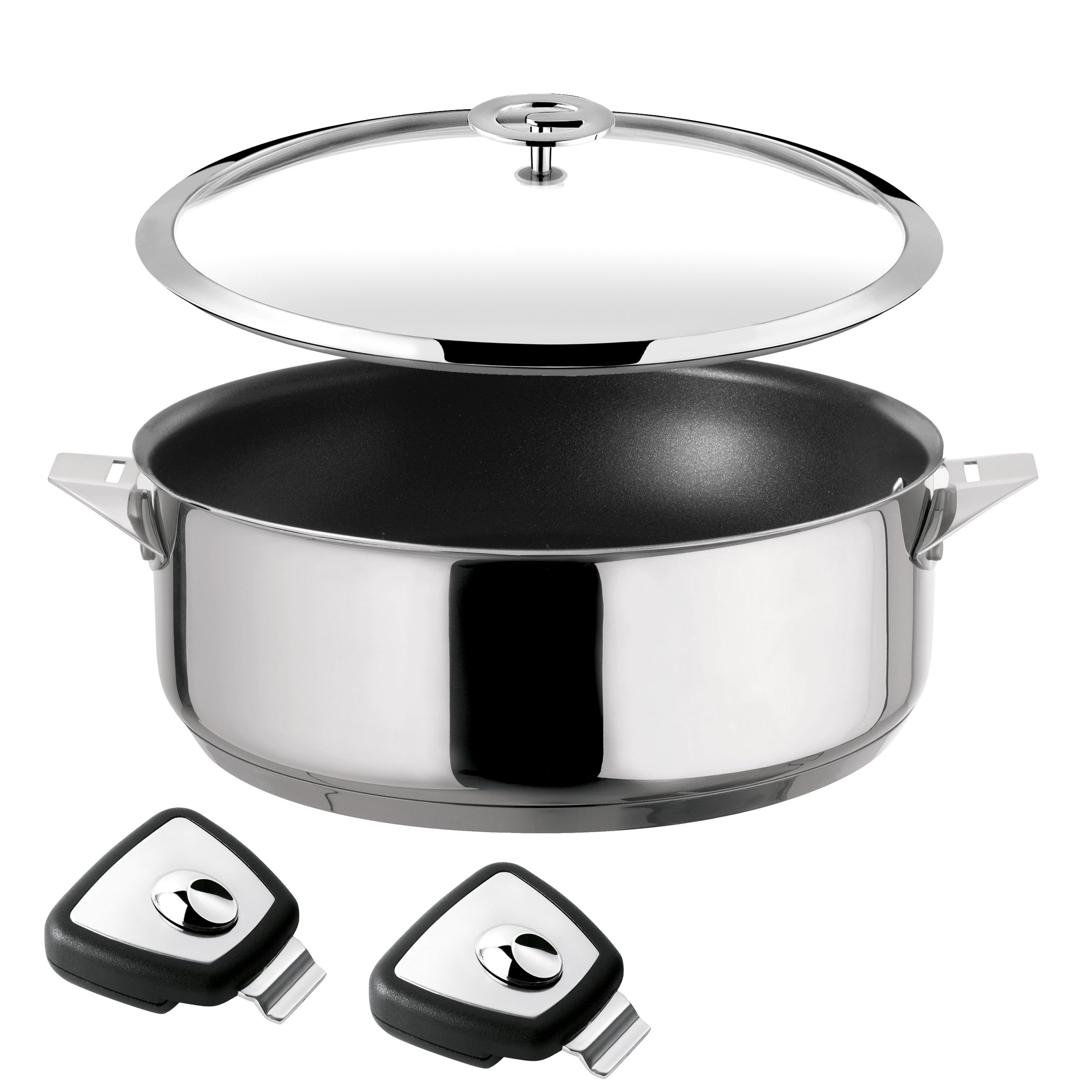 Cuisinox - Eclipse - Sauteuse 24 cm powłoka ceramiczna - Dno zamknięte - Nadaje się do wszystkich kuchenek, w tym indukcyjnych - Stal nierdzewna 18/10 - Wykończenie lustrzane - Pokrywa - Zdejmowane