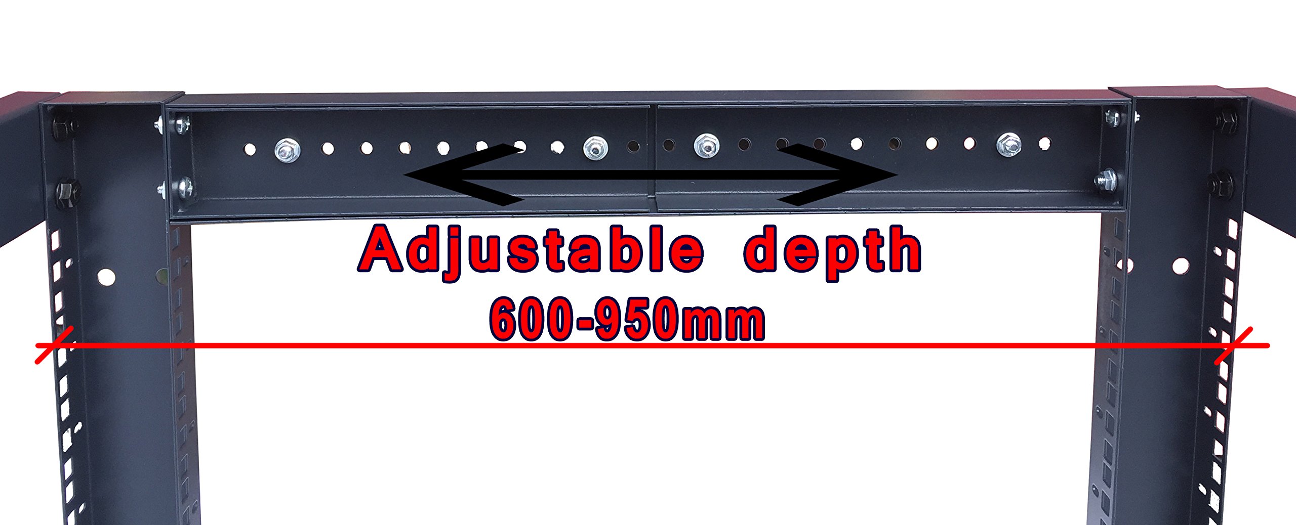 22U 4 Post Open Frame 19" Rete Server Rack Cabinet Profondità Regolabile 24"-37"
