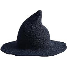 Womens Witch Hat Wide Birm Wool Wizard Caps for Halloween Party Masquerade Costume Accessory