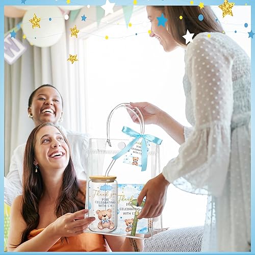 Miniatura 6 de Juego de 6 premios de oso para baby shower, para jugadores, vasos con tapas, rodillos para pajitas para bolígrafos faciales, cuadernos en espiral,