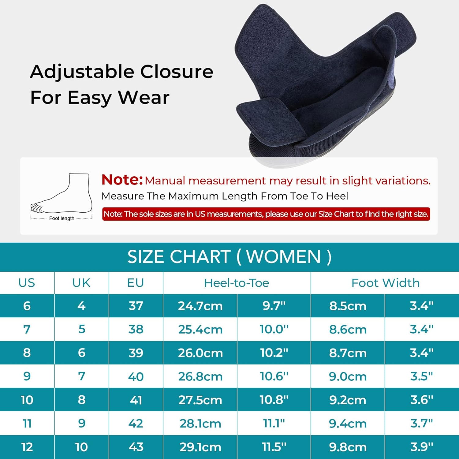 HomeTop Women's Corduroy Slippers Comfy Adjustable Hook and Loop Memory Foam Indoor Closed-back House Shoes for Diabetic Swollen Feet 7 710 sPkjSKL. AC SL1500