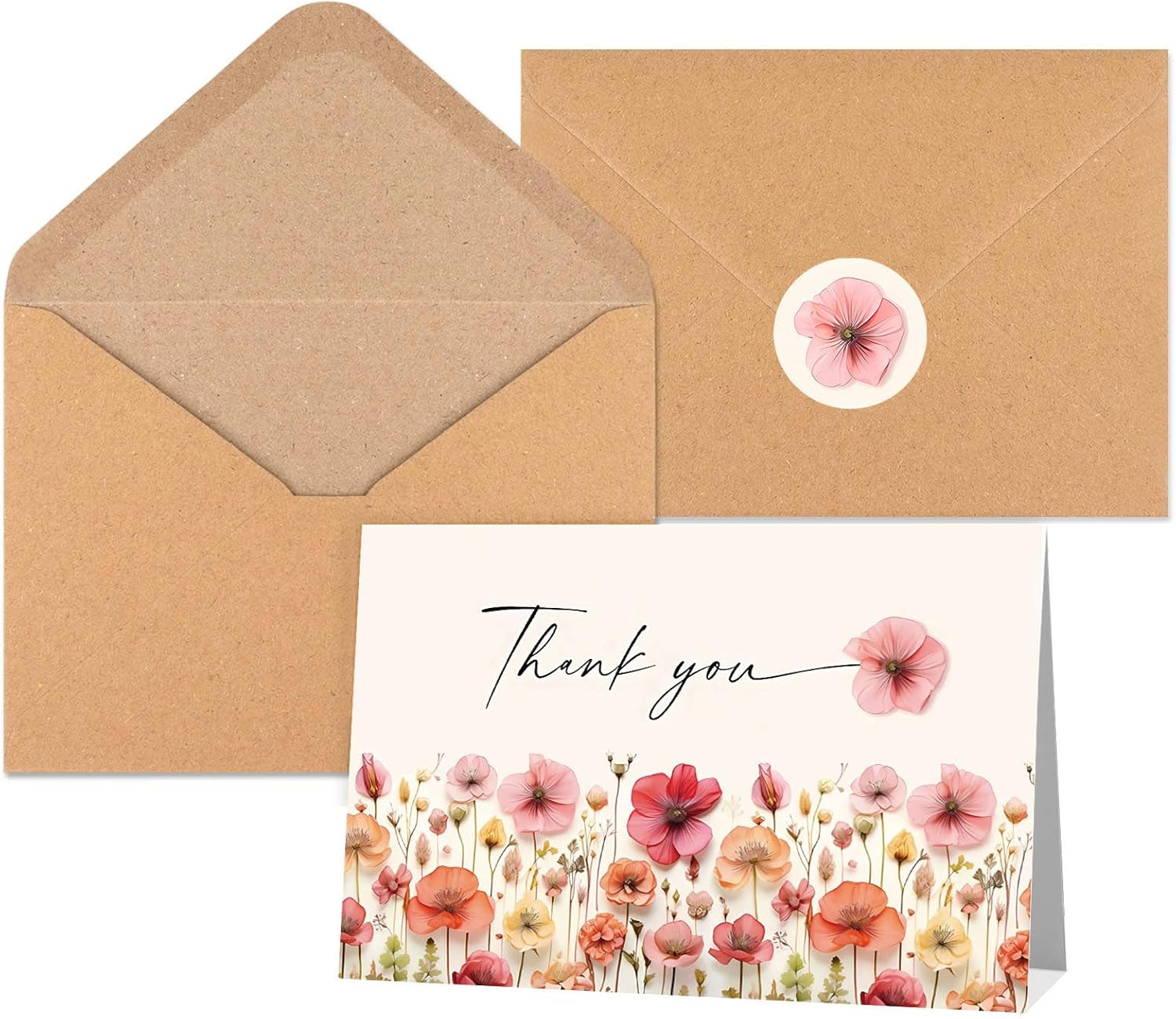 Offers Welcome The Product Is A Set Of 28 Count Thank You Cards With Two Styles, Featuring A Floral Pattern On Half Of The Cards And Hearts On The Other Half. The