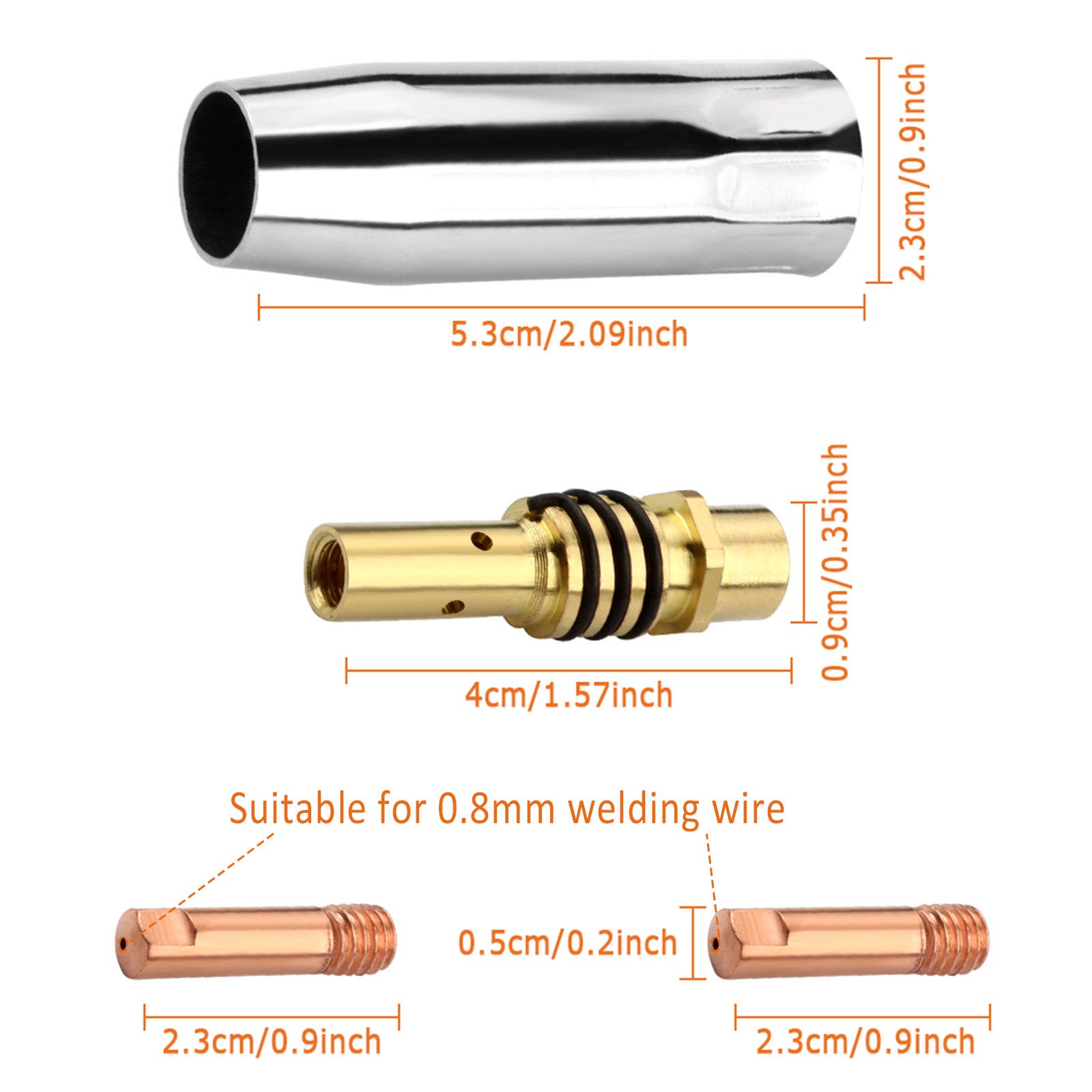 Dadabig Kit Accessoires Torche Soudage 15AK - 3 Buses, 6 Pointes Contact, 5 Supports