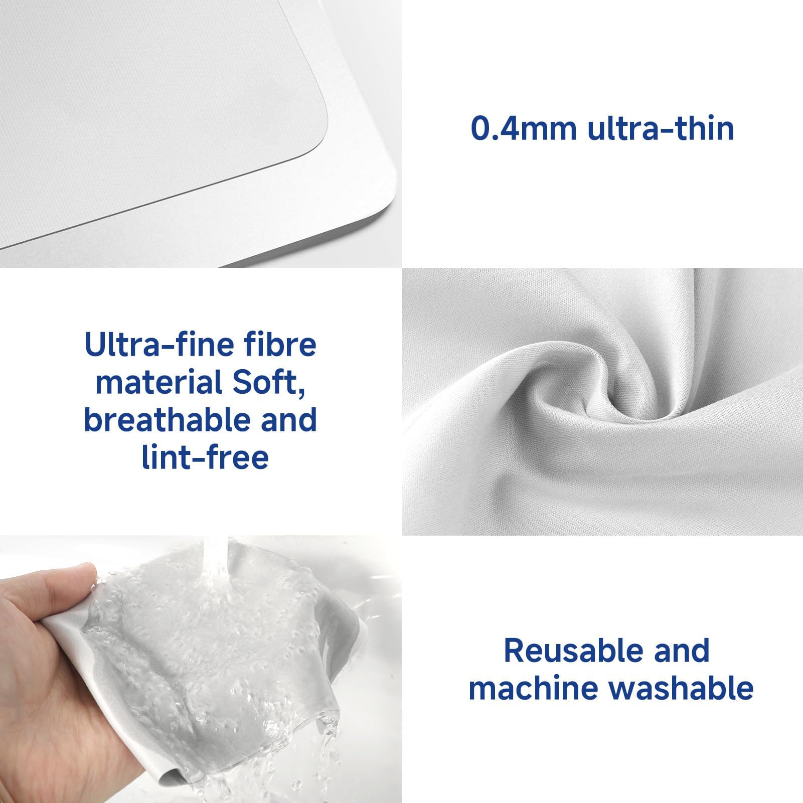 2 Piezas Protector de Teclado, Protector de Pantalla para Teclado, Película de Microfibra de 0,4 mm, Antihuellas, Impermeable, Lavable, Compatible con MacBook Pro de 13"/14"