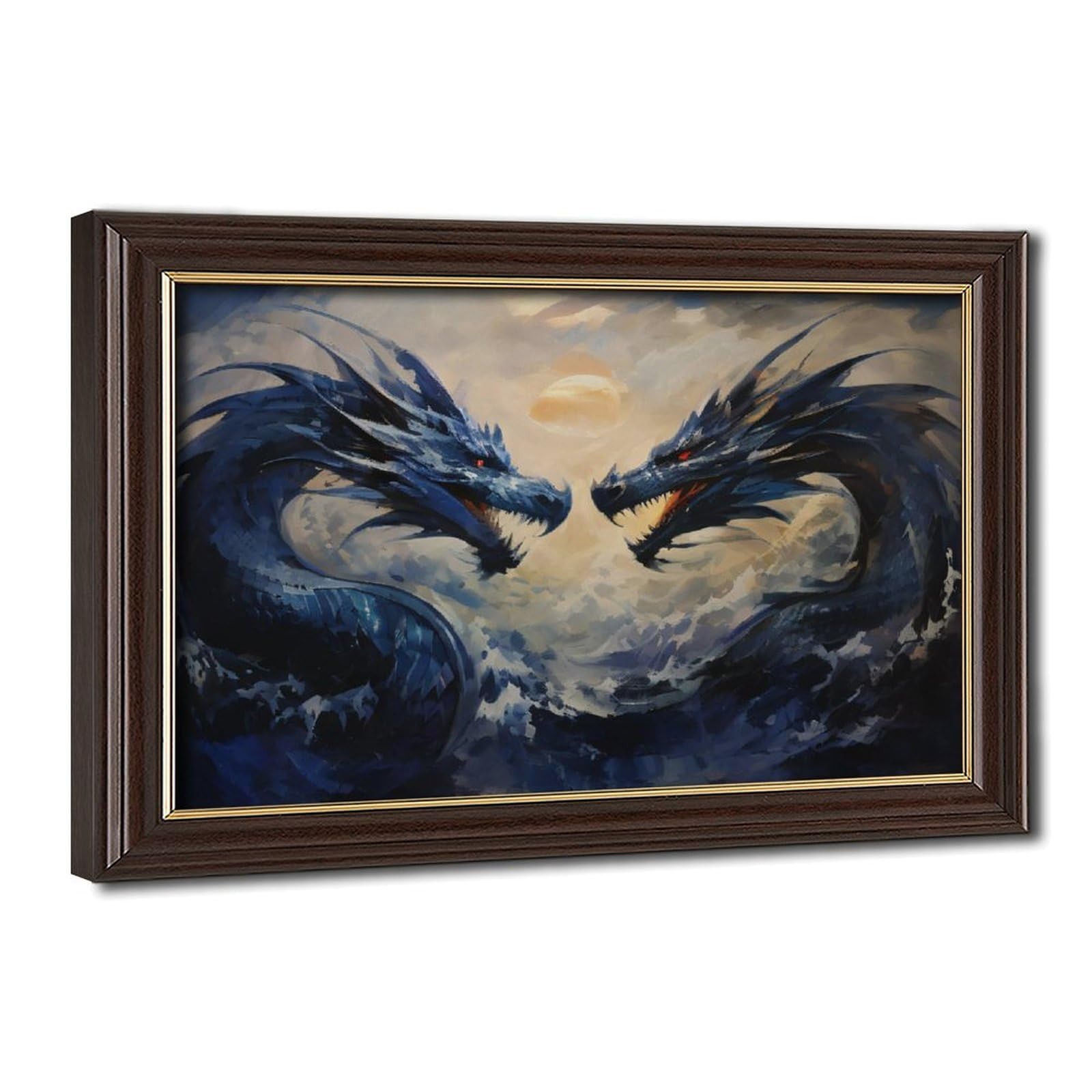 Bareronor The Water Dragons Watercolor Canvas Poster Bedroom Decor Landscape Office Room Decor Gift 24" L X 36" W