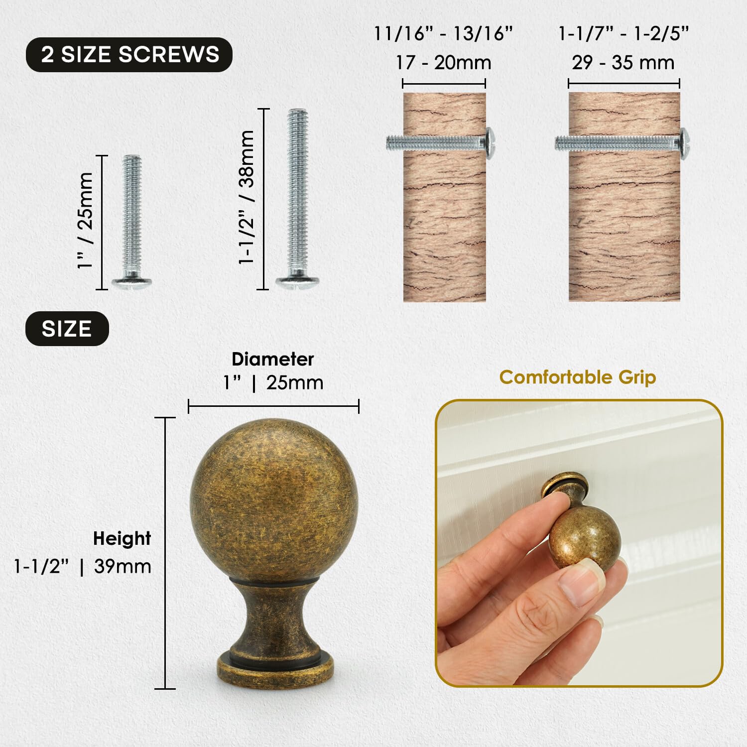 LXZ 8 PCs Vintage Antique Brass Knobs - Cabinet Handles - Drawer Knob - View #11