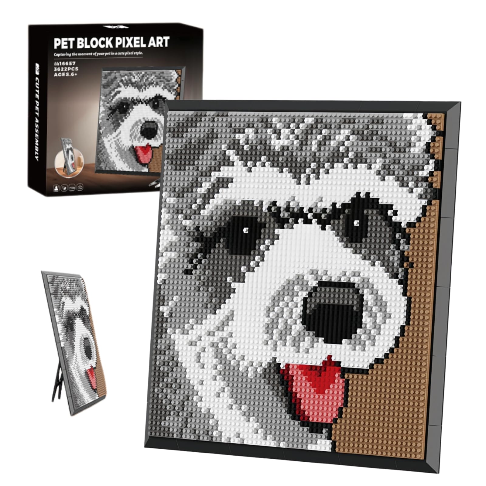 Schnauzer Dog Pixel Art Animal Mini Micro Block Wall Hanging Tabletop Decor