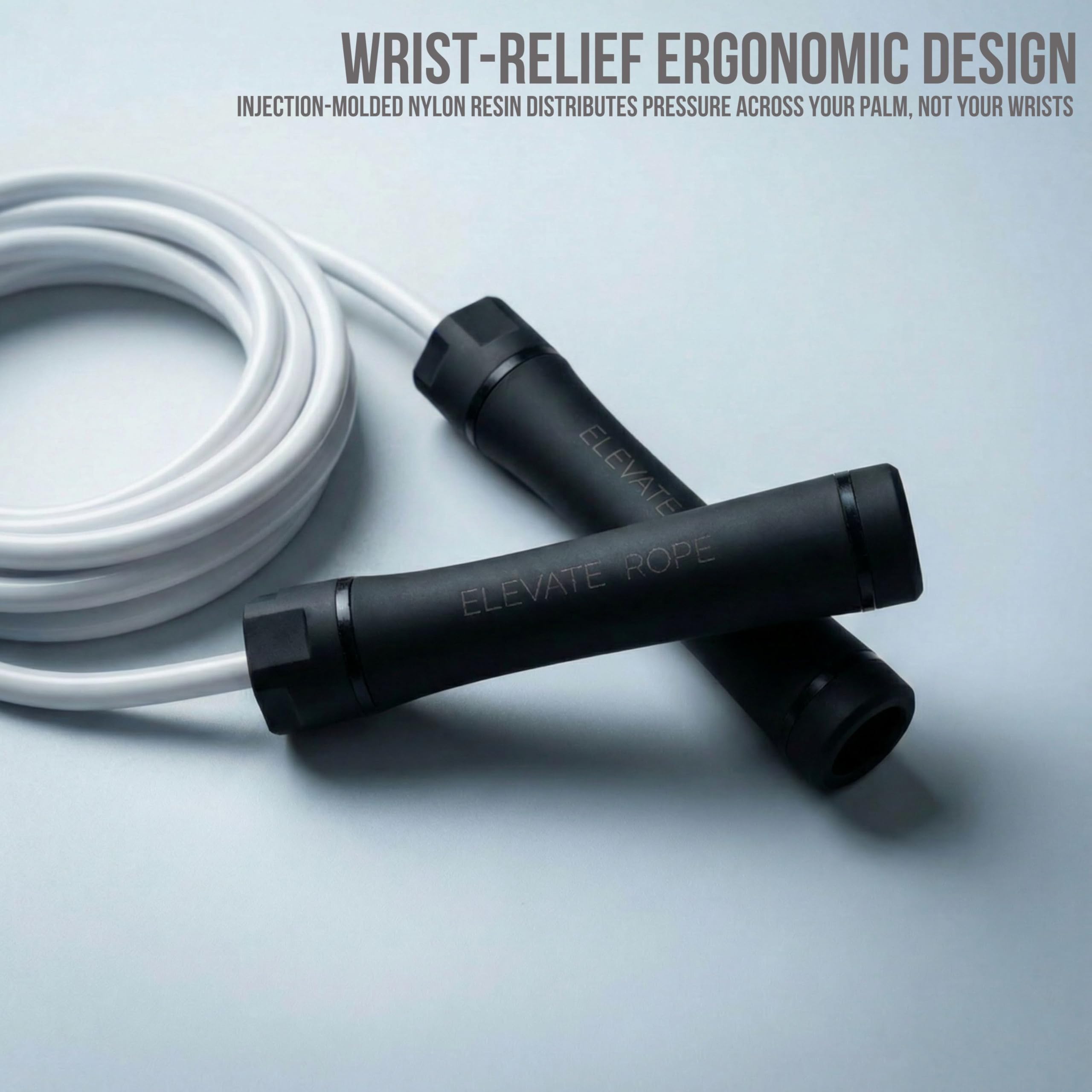 Elevate Gravity Heavy Rope - Professional jump rope with an adjustable length up to max. 3 mt, thickness 10 mm, weight 0.5 kg. Super strong injection molded nylon resin handles. (White)