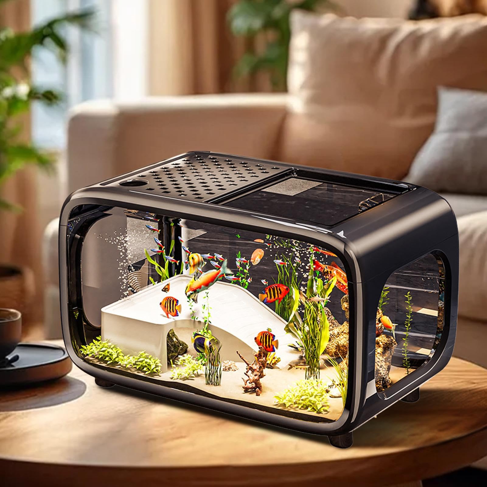 Kleines Aquarium Acryl Mini-Lebensraum | Kampffisch-Aquarium Kristall Desktop Aquarium Betta Schnecken Garnelen Schildkröten Mini-Habitat Klarbecken