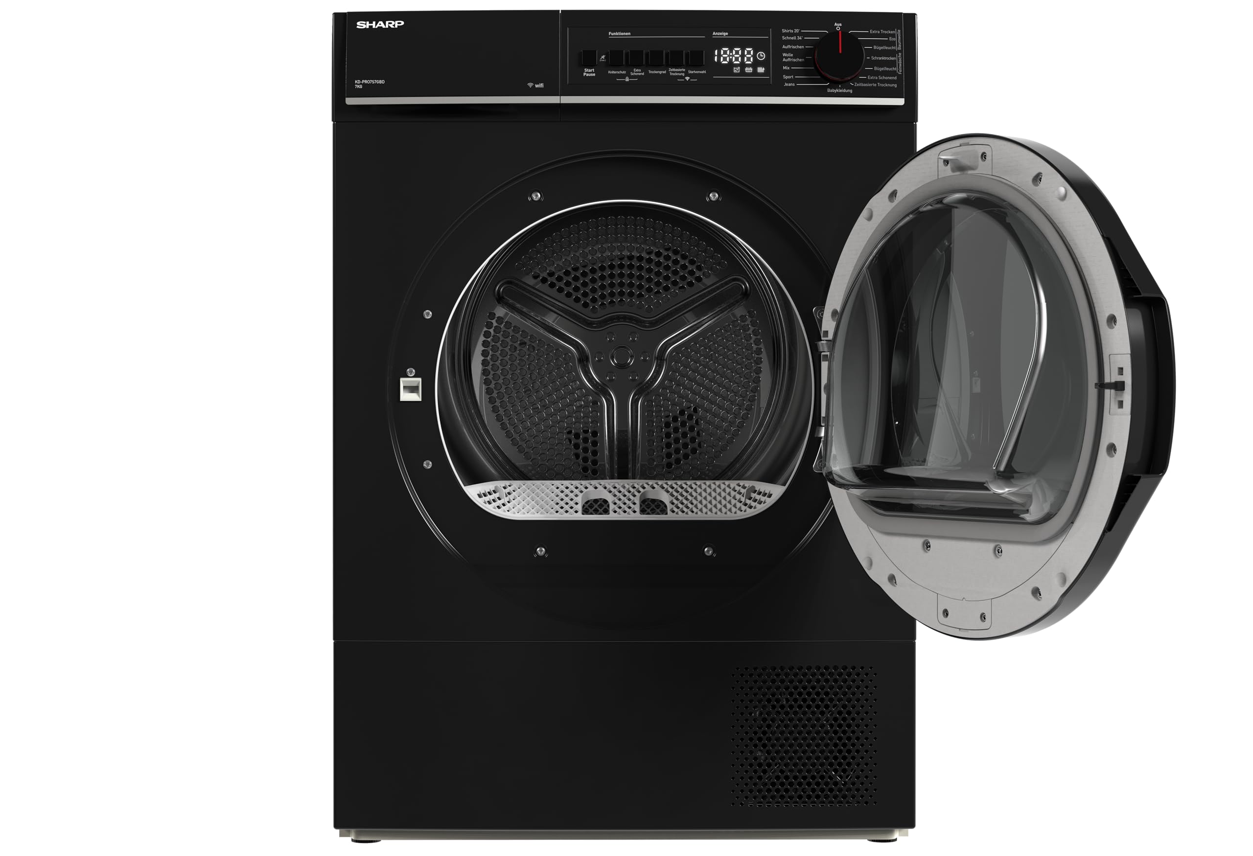 Sharp KD-PRO7S7GBD-DE Wäschetrockner 7kg D WiFi 15 Trockenprogramme Schwarz