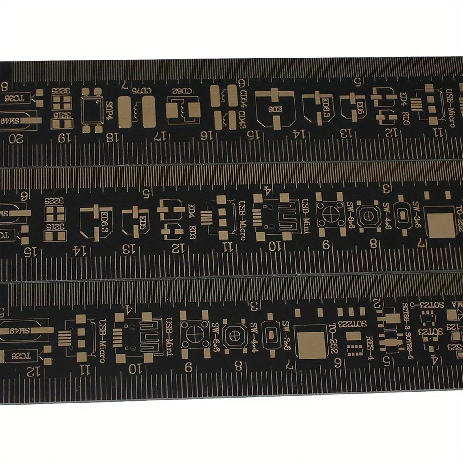 3 Tipi di Righello Multifunzionale for PCB, Strumento di misurazione, resistore, condensatore, Chip IC, SMD, diodo, Transistor, 15/20/25 cm(1 Set)