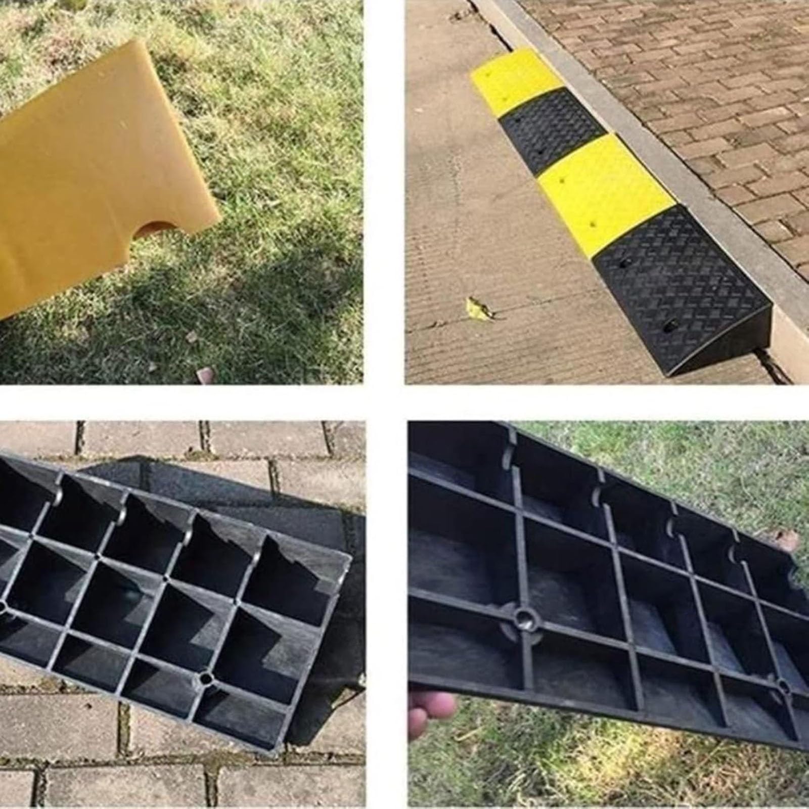 Rampa para sillas de Ruedas, rampa de umbral de Goma, rampa de umbral Elevado para, Scooters de Movilidad,rampa Antideslizante para bordillos de entradas de vehículos(Yellow,50x27x13cm)