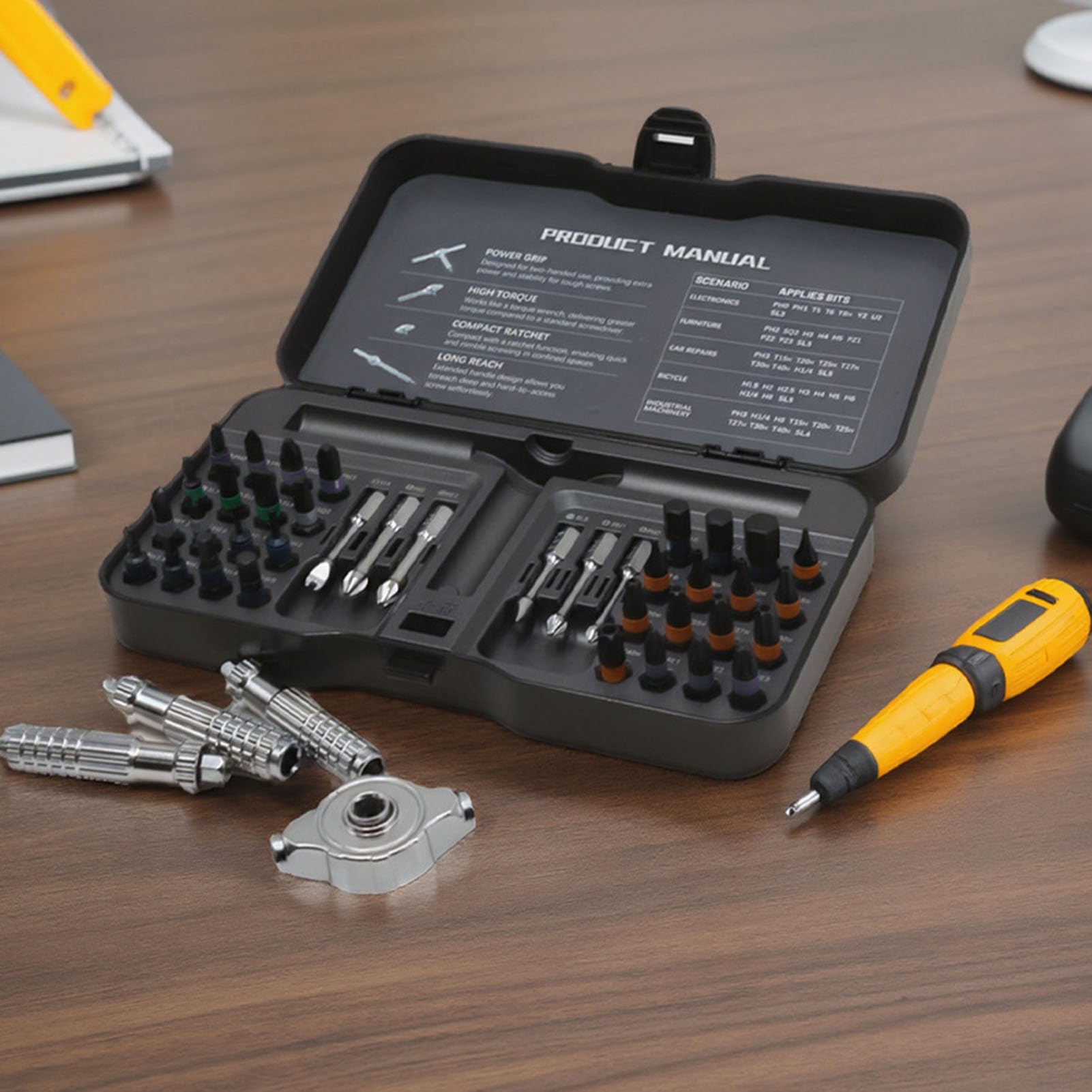 Set Di Cacciaviti A Cricchetto Precisione Ergonomico 40 In 1 | Kit di punte per uso domestico Per Automotive Meccanico Elettricista Edilizia Falegnameria Idraulica Casa Industriale