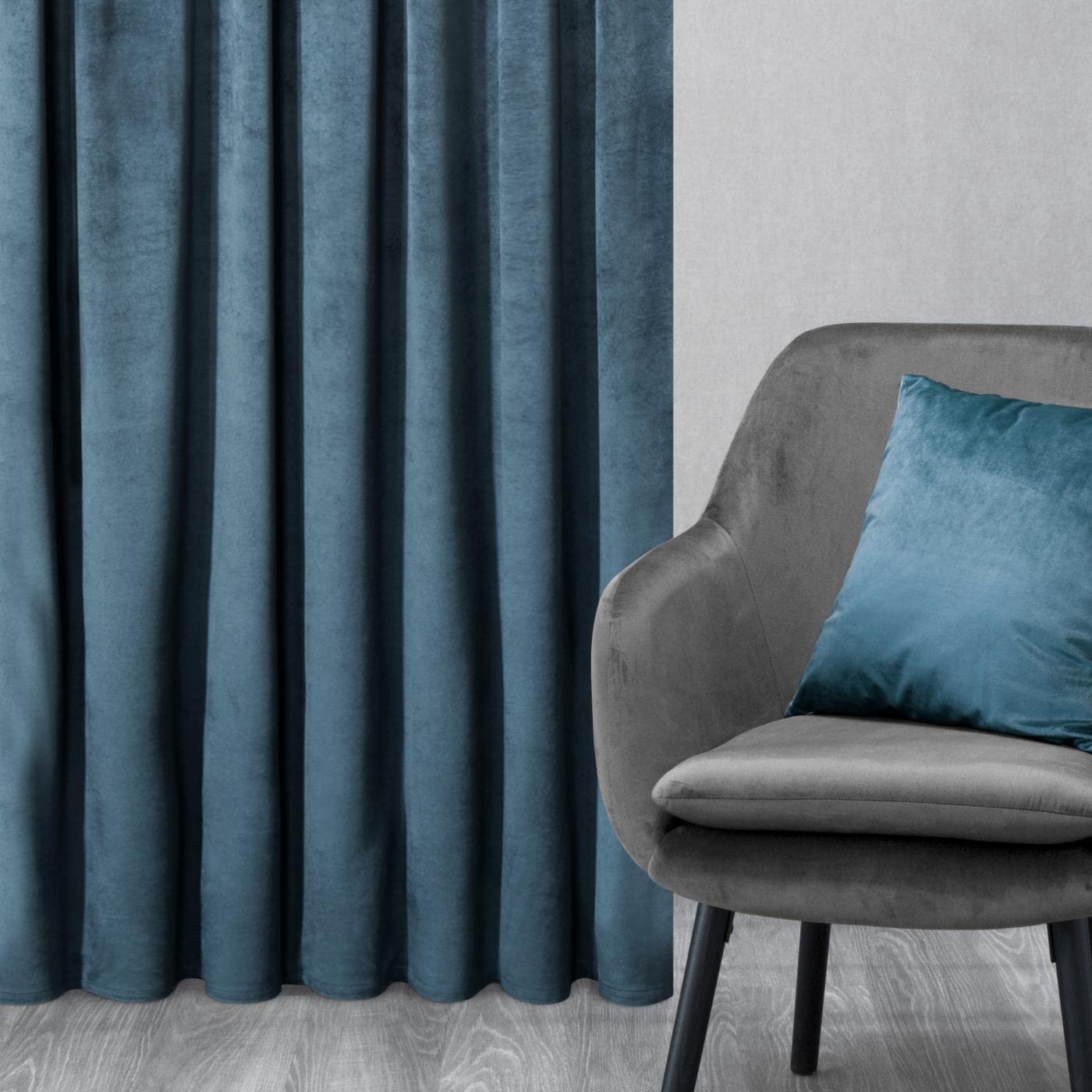 Eurofirany PIERRE Tenda in Velluto con Fettuccia Arricciatenda - 1 Pz. Tenda Termica Isolante in Velluto, Opaca, Oscurante, Per cameretta, Soggiorno, 140x300 cm, Blu Scuro