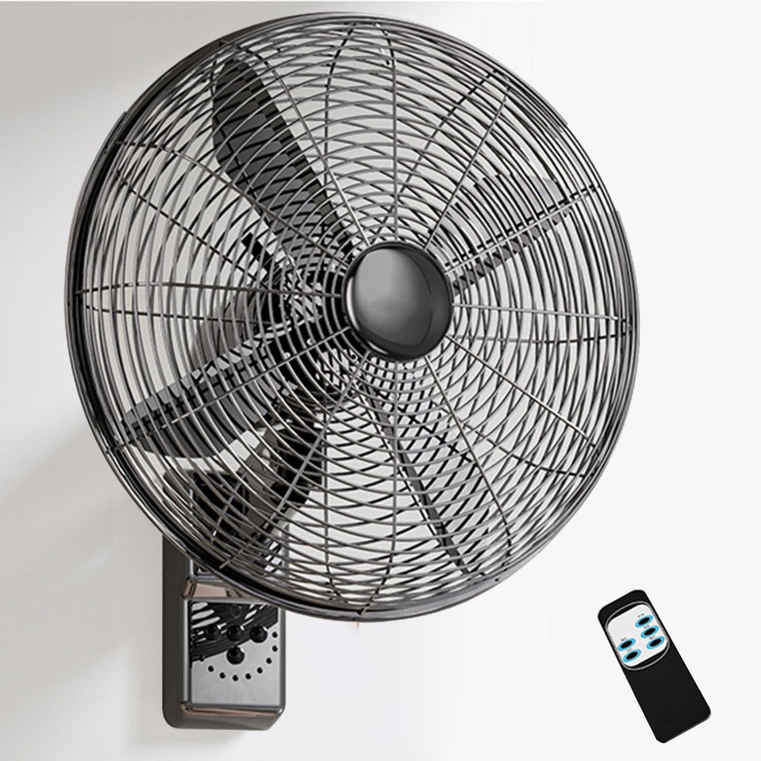 asdchZen Industrial Wall Mounted Fan, 16-Inch 4-Blade Ceiling Fan, 3-Speed 90°Swing, For Home Restaurant Ventilation,Black-16inch