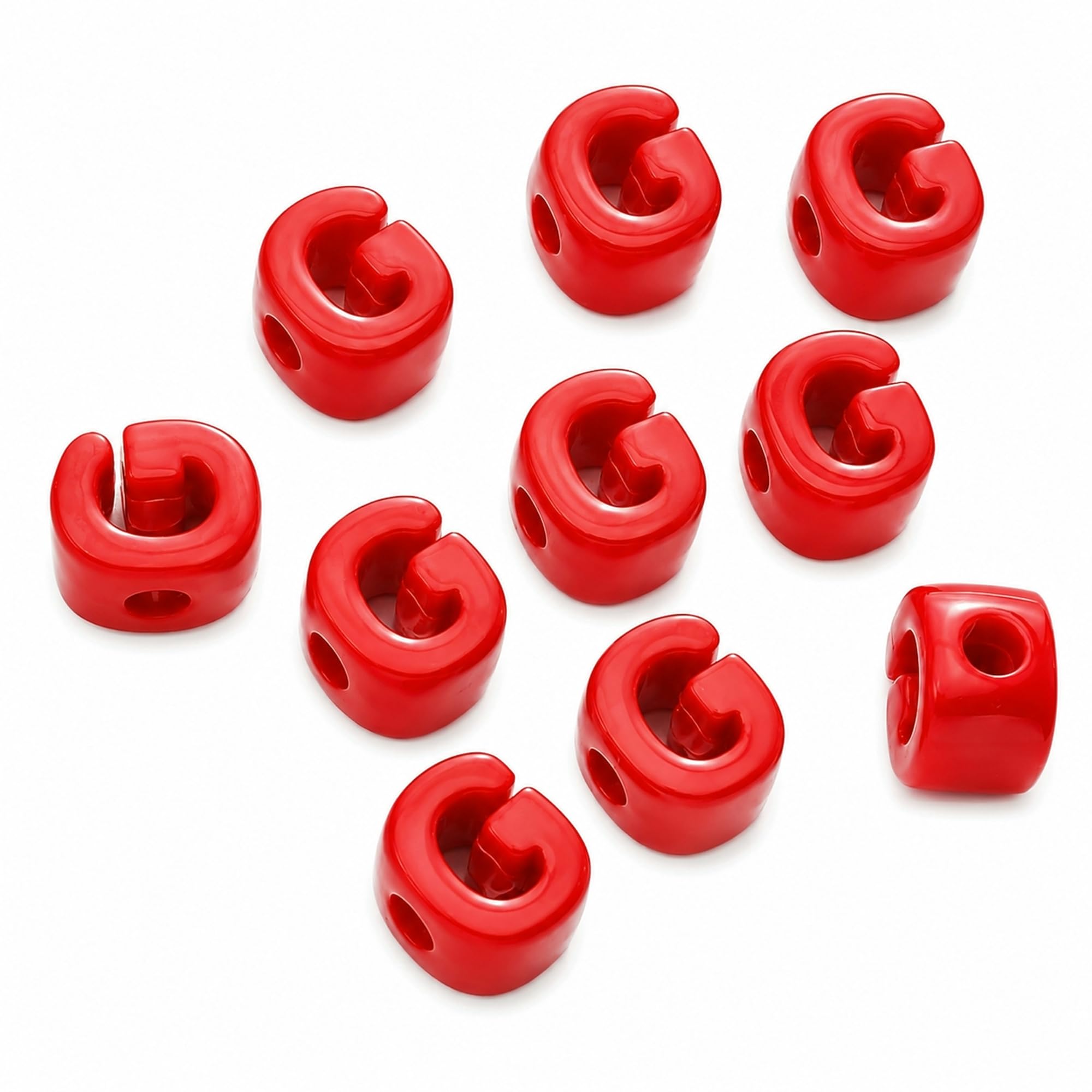 Letter Beads, 10pcs Alphabet Beads, Large Acrylic Letter Beads with 6mm Holes for Bracelet Making, Jewellery, Keyrings and Craft Projects (Red, Letter G)