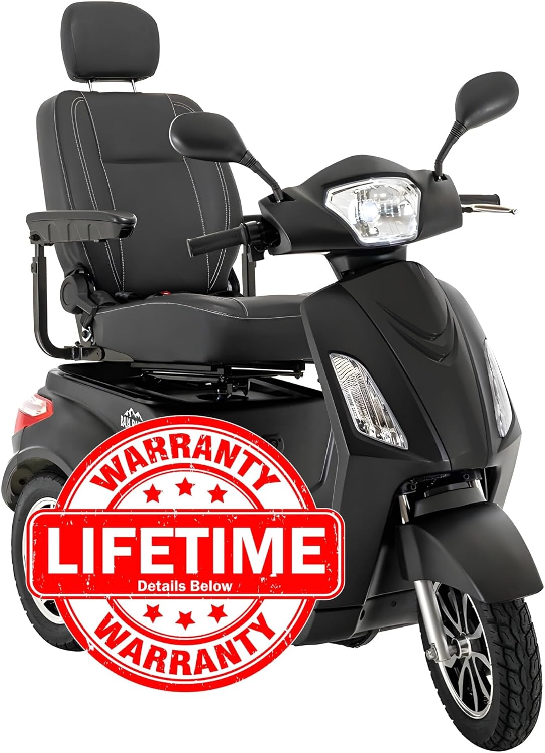 Image showing a 'Lifetime Warranty' stamp over the scooter