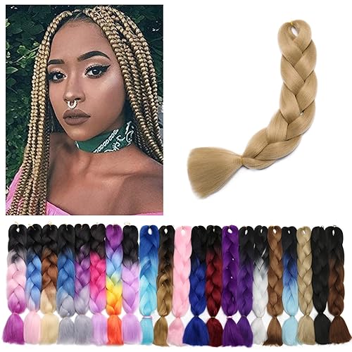 Benehair 1 paquete de 1 paquete de extensiones de cabello trenzado de 24 pulgadas, extensiones de cabello sintético de alta temperatura, extensiones