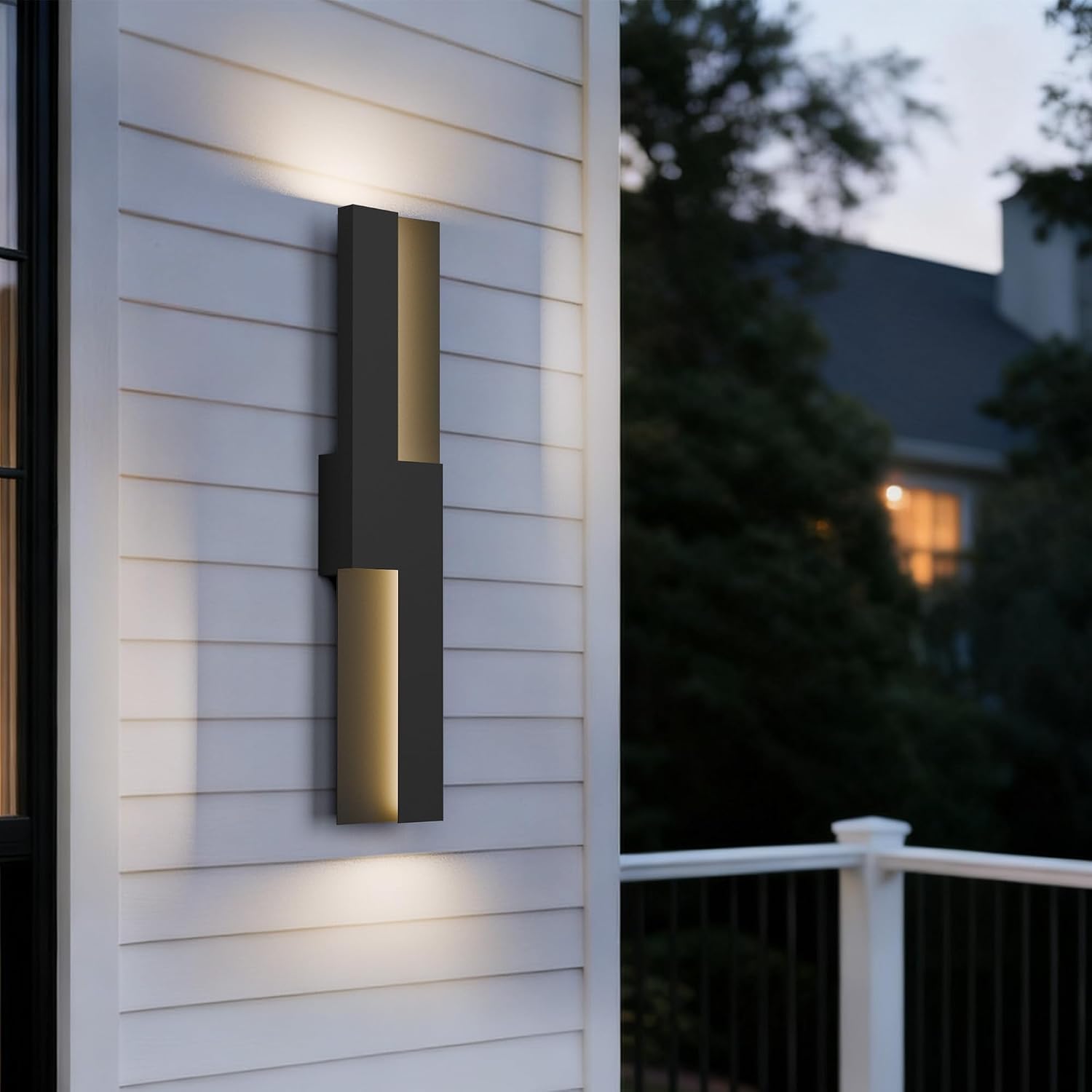 23.6 Inch Aluminum Modern LED Outdoor Wall Sconce Lights, IP65 Waterproof Exterior Lighting Fixtures Wall Mount, 3000K 1980LM Black Rectangle Outside Lights for House, Garage Porch Door Patio